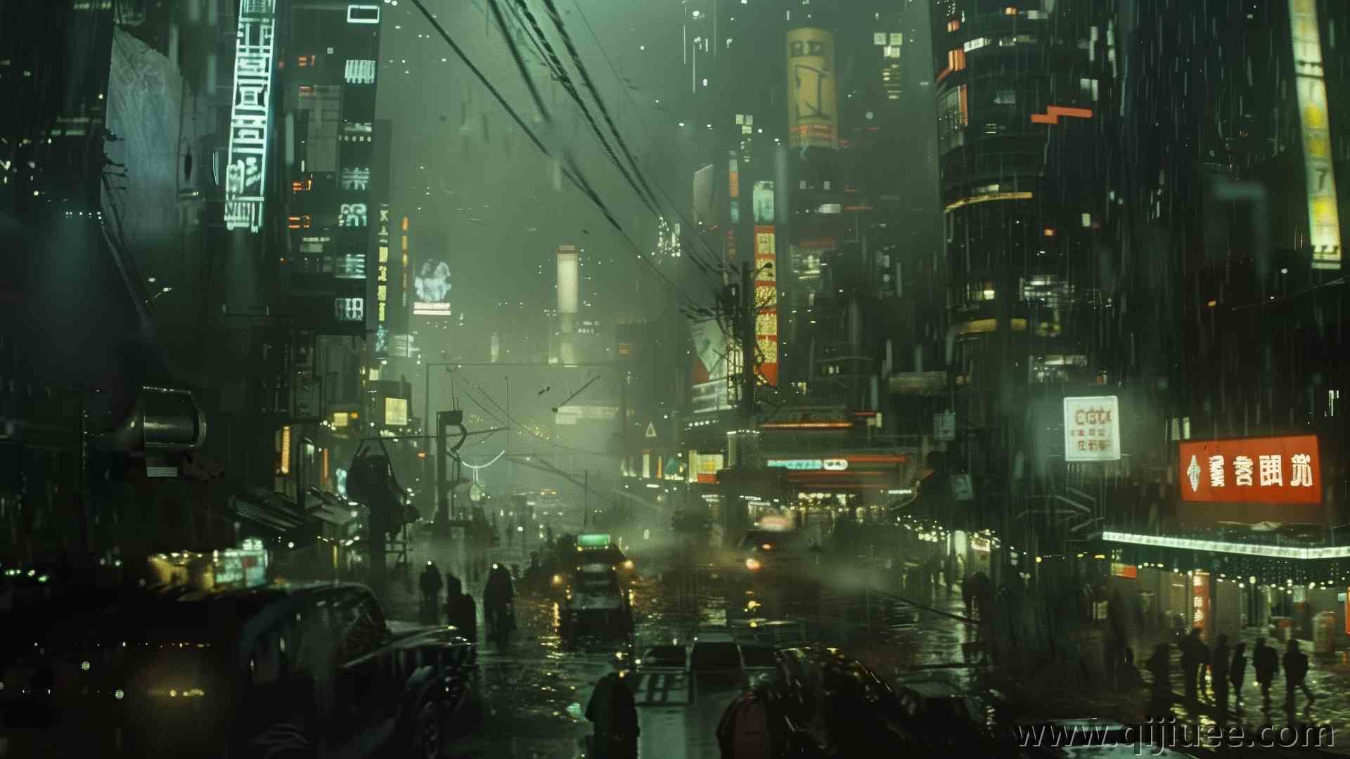 AI艺术 赛伯朋克 城市景观 霓虹灯 电脑壁纸 4K壁纸5824 x 3264/12.7 MB-柒染云阁