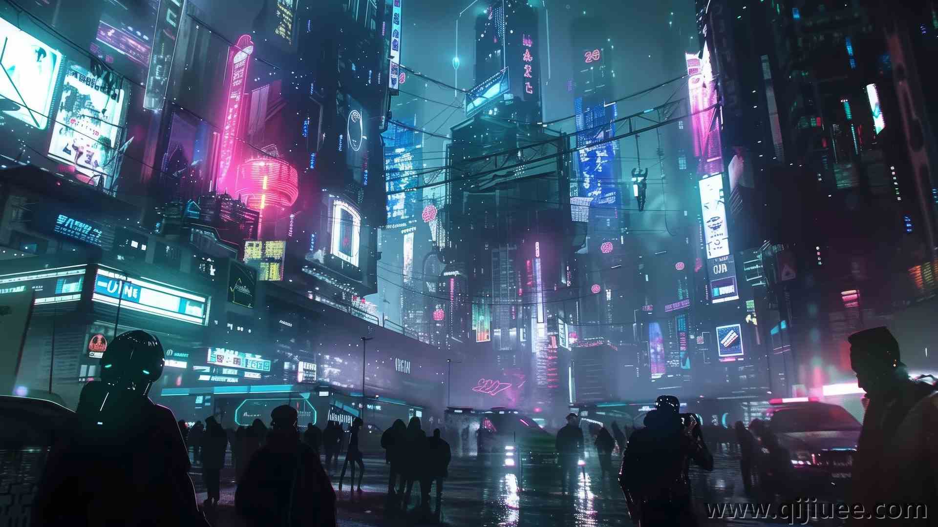 AI艺术 赛伯朋克 城市景观 霓虹灯 电脑壁纸 4K壁纸5824 x 3264/13.18 MB-柒染云阁