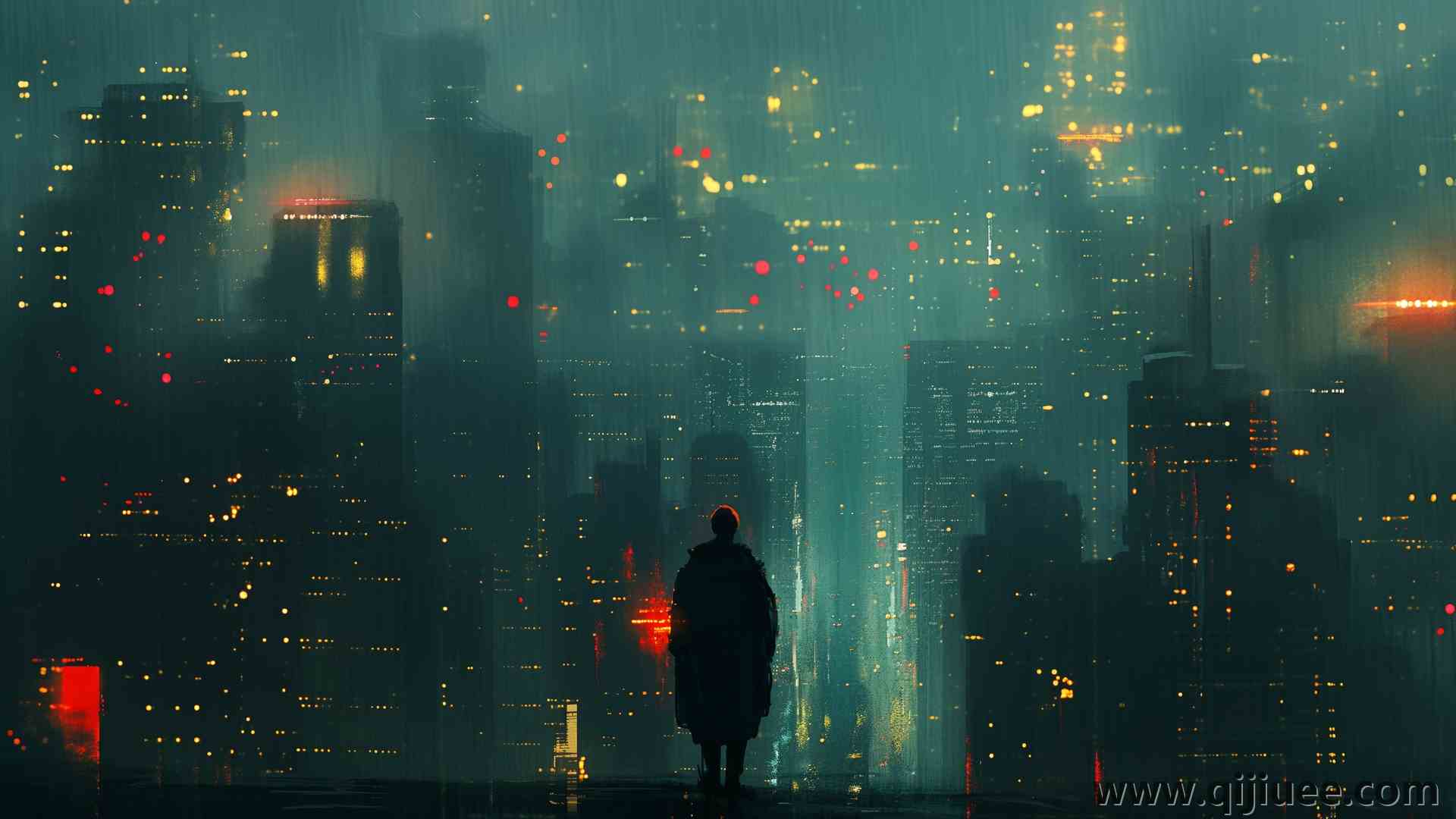 人工智能艺术 插图 城市 赛博朋克 剪影  电脑壁纸 4K壁纸5824 x 3264/11.94 MB-柒染云阁