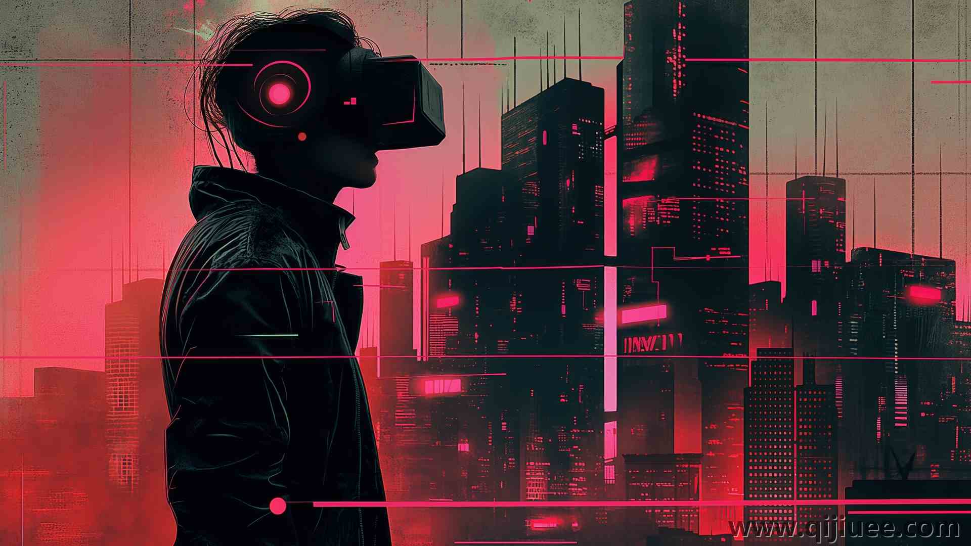 城市 赛博朋克 天际线 VR耳机 虚拟现实耳机 电脑壁纸 4K壁纸5824 x 3264/14.77 MB-柒染云阁