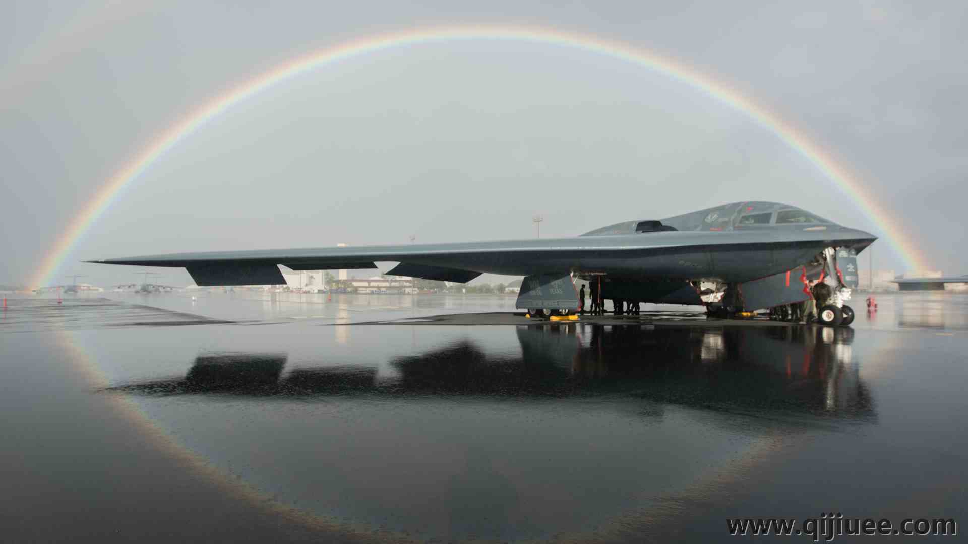 轰炸机 战略轰炸机 隐形 彩虹 雨 空军 技术 军事 车辆 军用飞机 飞机 天空  电脑壁纸 4K壁纸3840 x 2160/2.79 MB-柒染云阁