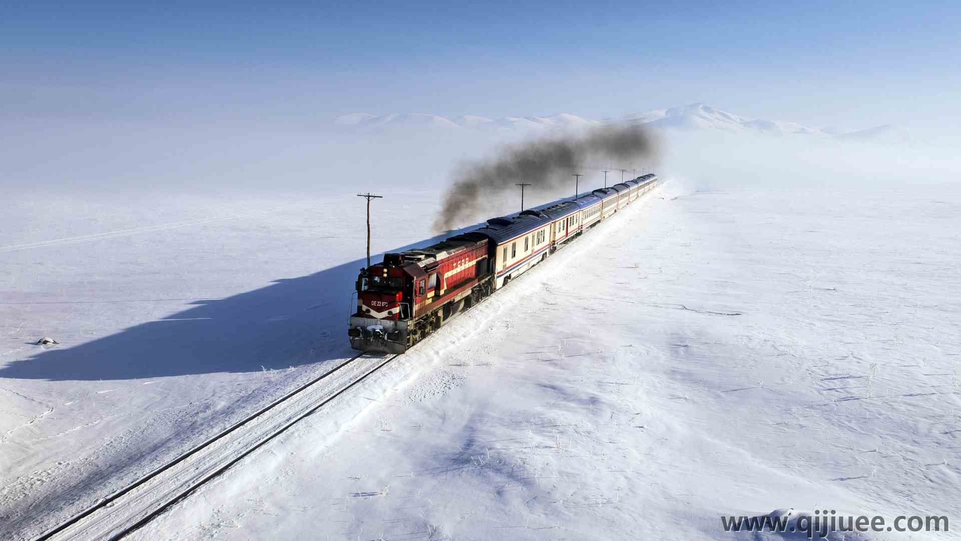 火车 机车 雪地 雪 机械 自然 风景  电脑壁纸 4K壁纸3840 x 2160/5.57 MB-柒染云阁