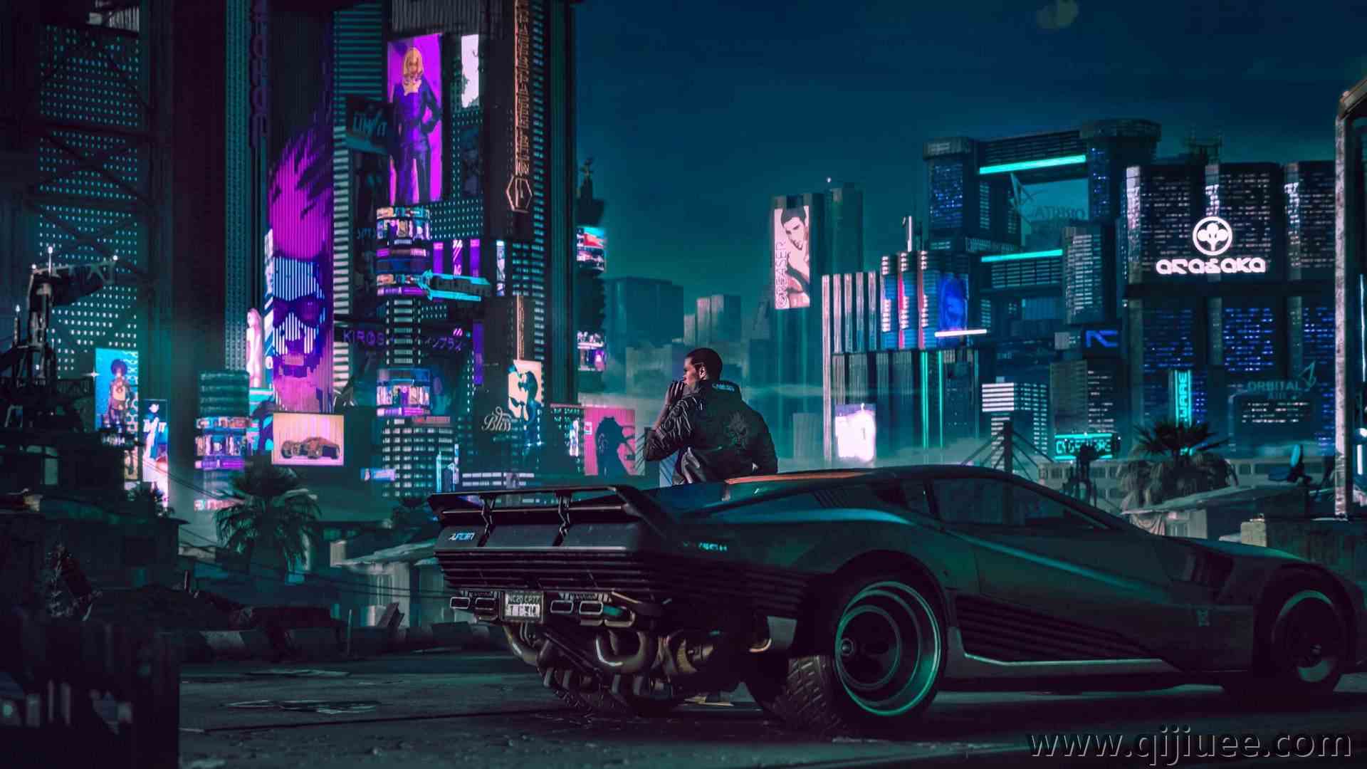 AI艺术 未来主义城市 汽车 奇幻艺术 夜晚 赛博朋克 电脑壁纸 4K壁纸3840 x 2400/0.53 MB-柒染云阁