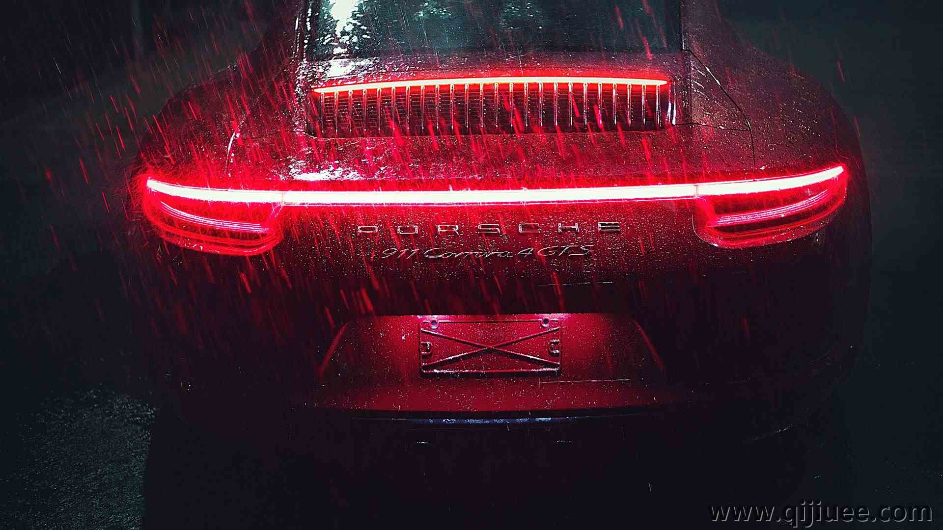 雨 跑车 保时捷 保时捷 德国汽车 大众集团 尾灯 3840 x 2160/1.34 MB-柒染云阁