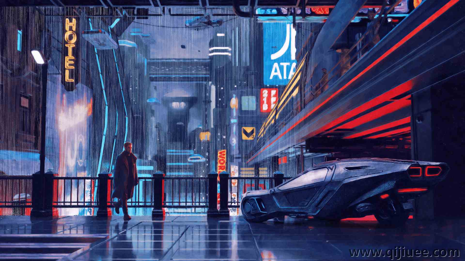 瑞恩·高斯林 银翼杀手 科幻小说 赛博朋克  汽车 3840 x 2160/3.43 MB-柒染云阁