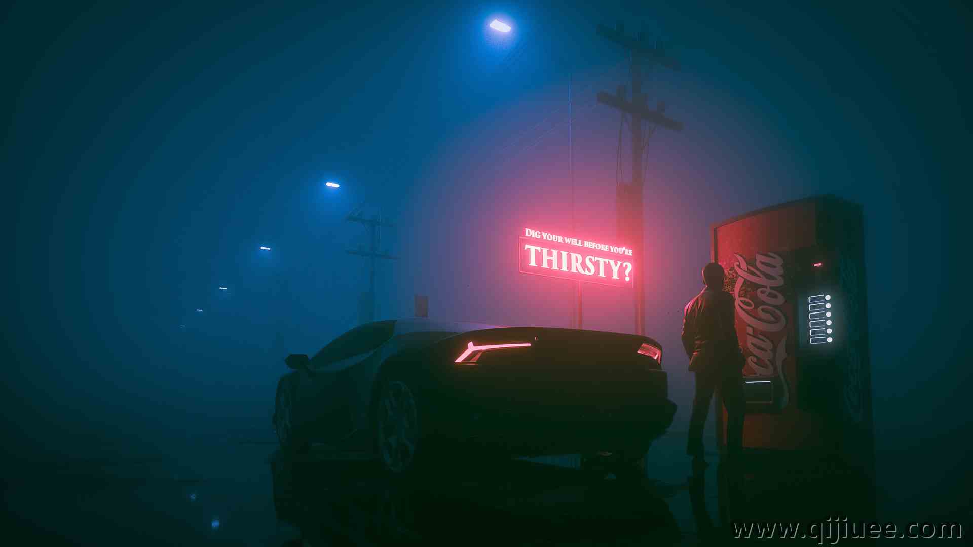 数码艺术 汽车 霓虹灯 可口可乐 薄雾 反射 车辆 夜晚 潮的街道  电脑壁纸 4K壁纸3840 x 2160/7.75 MB-柒染云阁