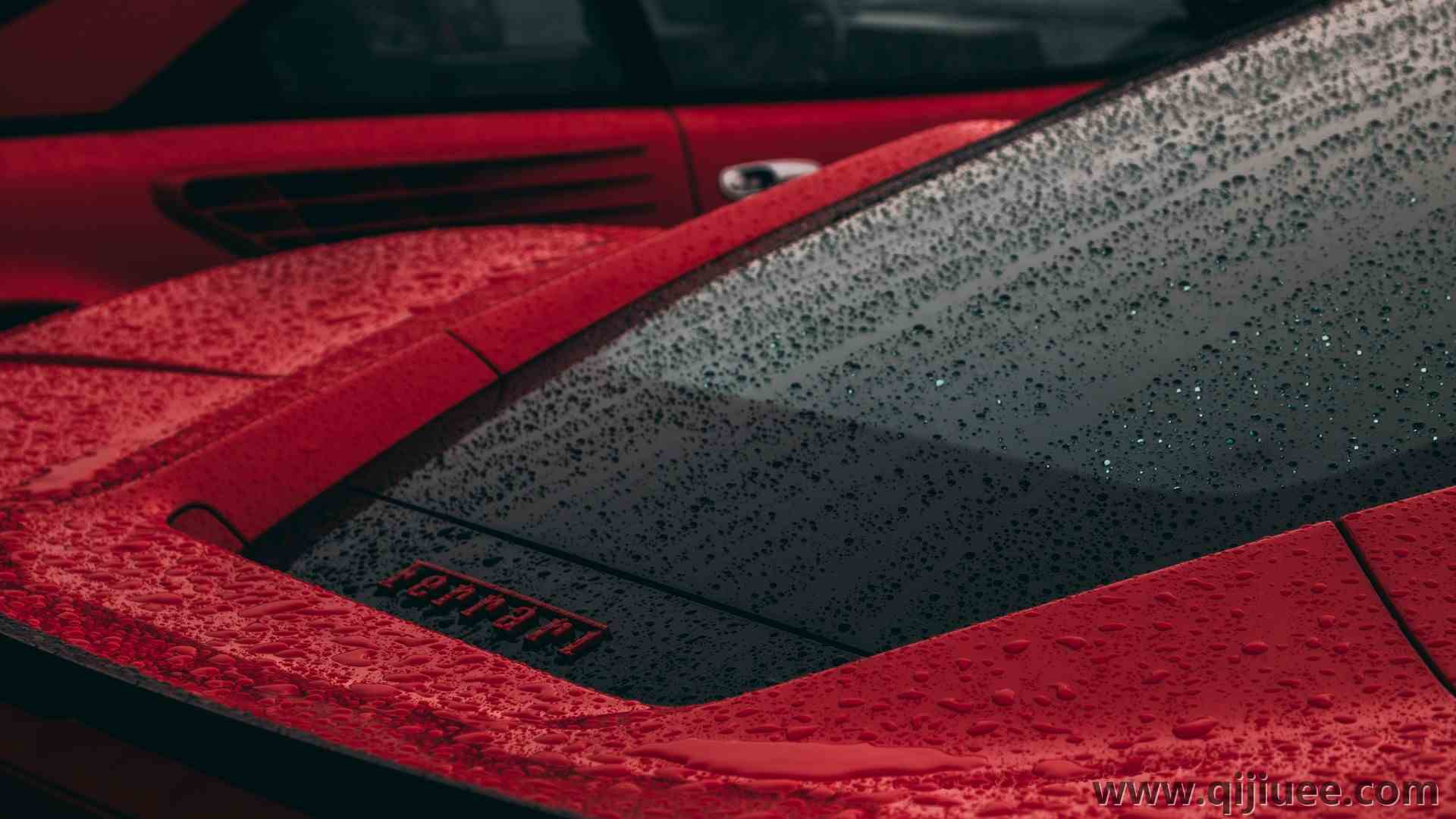 法拉利 水滴 景深 红色 雨 季风  电脑壁纸 4K壁纸6000 x 4000/2.16 MB-柒染云阁