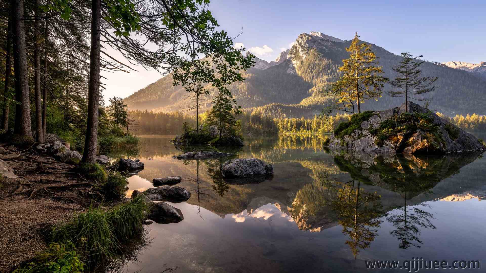 自然 夏天 树 水 山 湖 3840 x 2160/3.46 MB-柒染云阁