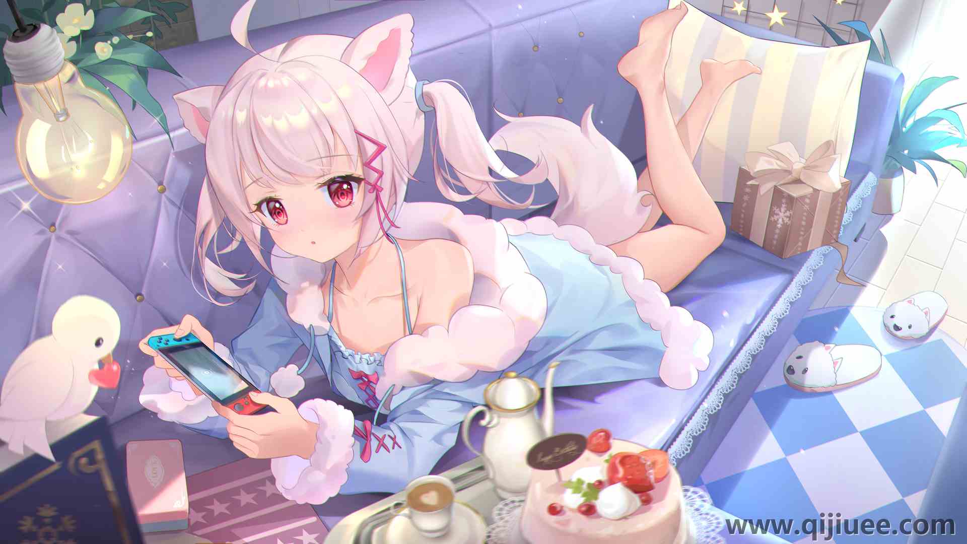 索姆娜 动漫女孩 兽耳 尾巴 任天堂 萝莉 3920 x 2206/6 MB-柒染云阁
