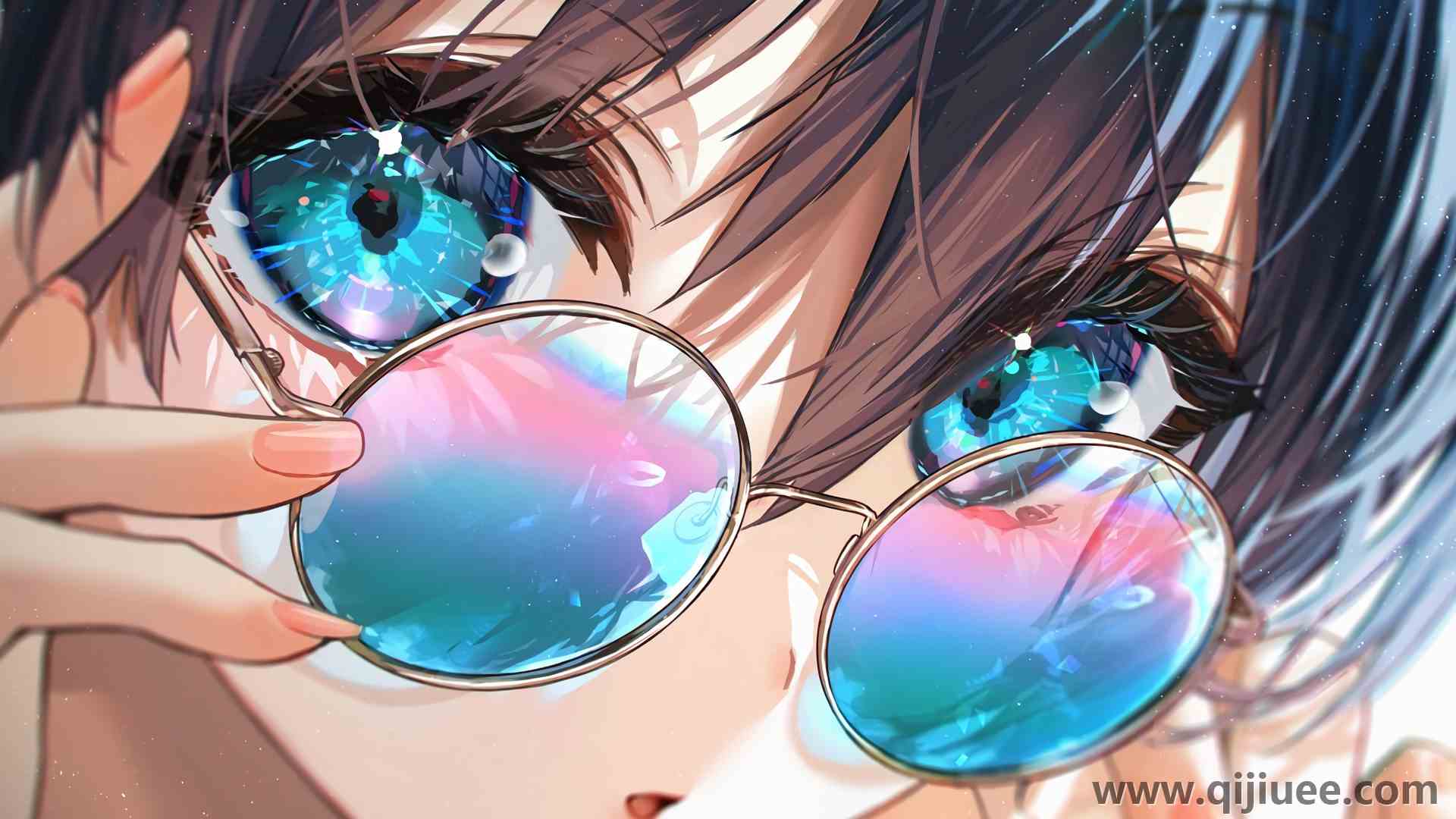 眼睛 动漫女孩 眼镜  电脑壁纸 4K壁纸4800 x 2400/8.76 MB-柒染云阁