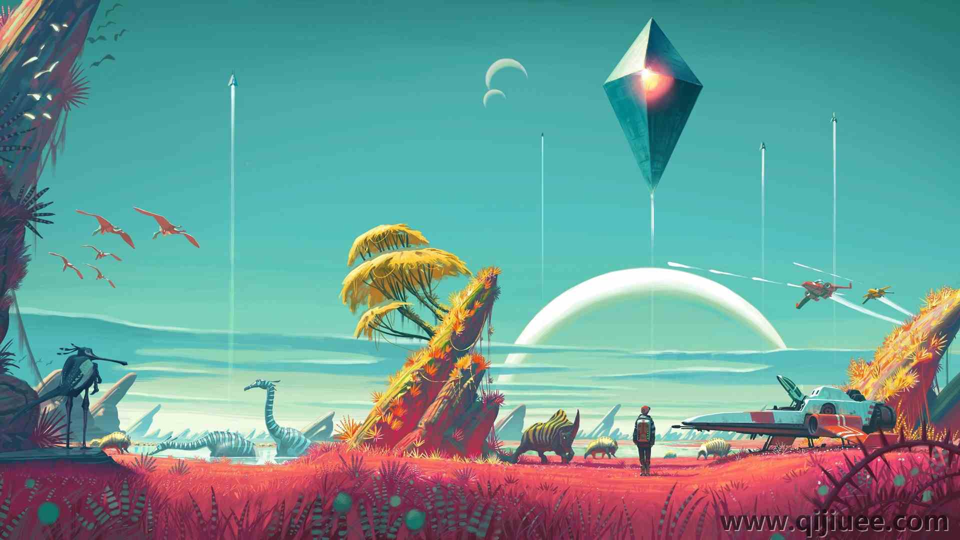 无人深空 星球 游戏CG 游戏 蓝色 宇宙 电脑壁纸 4K壁纸4950 x 2804/2.19 MB-柒染云阁