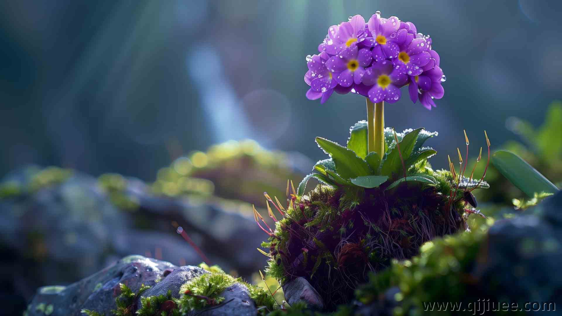 花朵 苔藓 岩石 景深 电脑壁纸 4K壁纸5824 x 3264/10.96 MB-柒染云阁