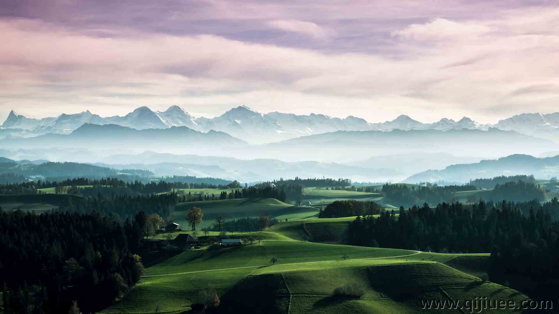 风景 山脉 自然 树木 薄雾 云 草 瑞士 电脑壁纸 8K壁纸8192 x 5464/13.79 MB-柒染云阁