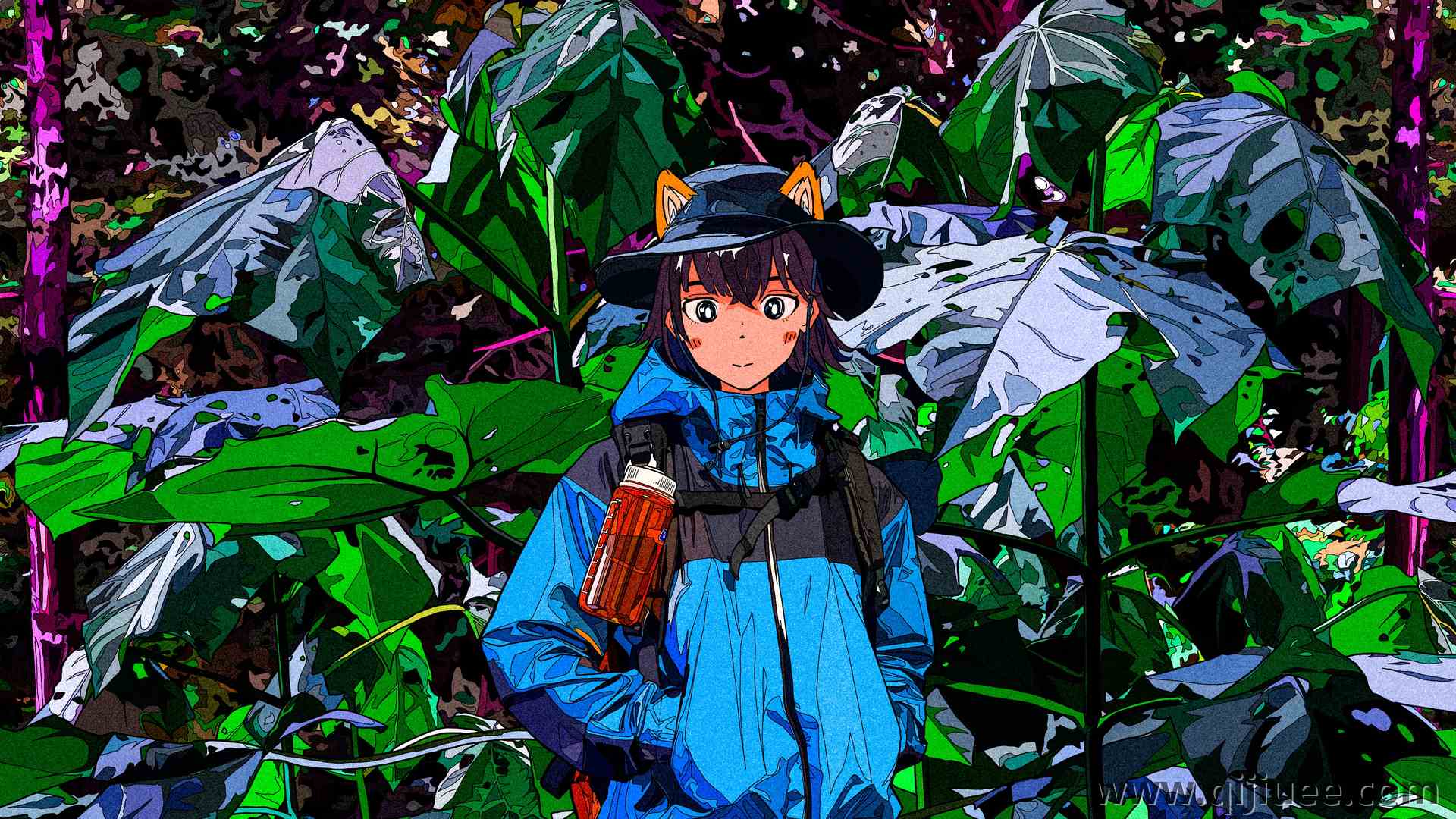 原创 角色 人物 兽耳 动漫 女孩 雨衣 绘画 电脑壁纸 4K壁纸4390 x 2351/16.1 MB-柒染云阁
