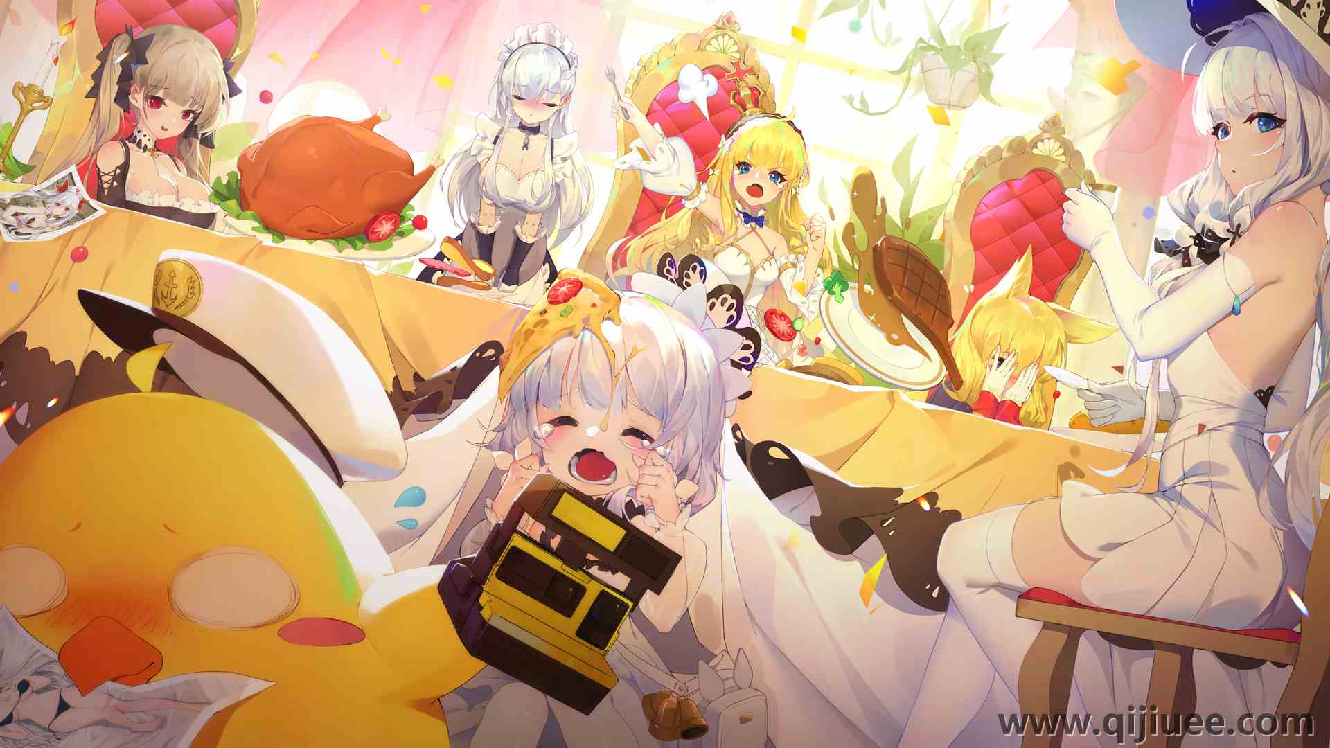 蔚蓝档案 怪兽 食物 动漫 女孩 萝莉 插画 电脑壁纸 4K壁纸5366 x 2813/7.84 MB-柒染云阁