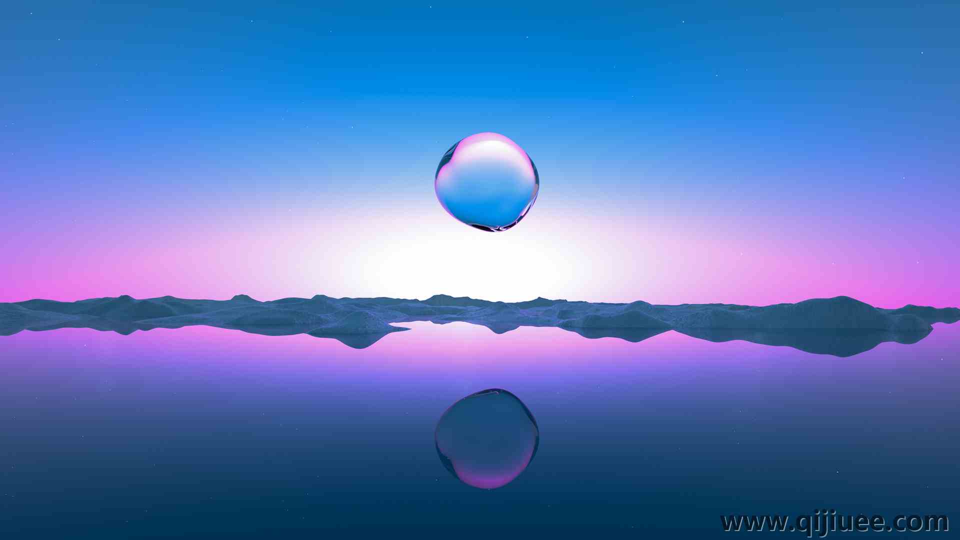 景观 水滴 抽象 反射 微景观 蓝色 4K壁纸3840 x 2160/2.22 MB-柒染云阁