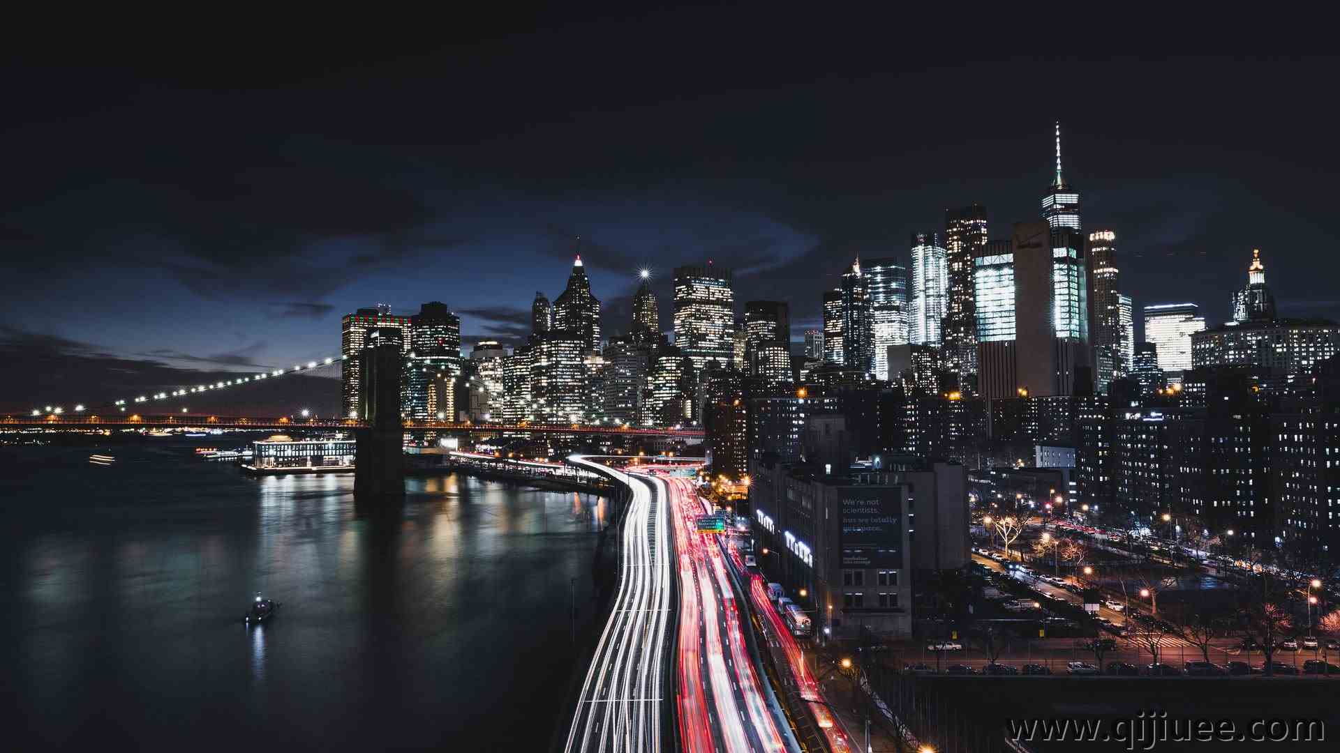 城市 道路 城市景观 夜晚 长途汽车 交通 天空 黑暗 8K壁纸7740 x 5380/4.99 MB-柒染云阁