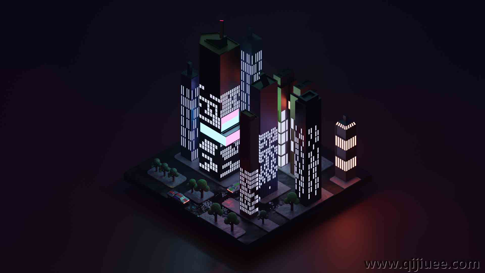 极简主义 城市 AI艺术 等轴测 立体 3840 x 2160/0.7 MB-柒染云阁