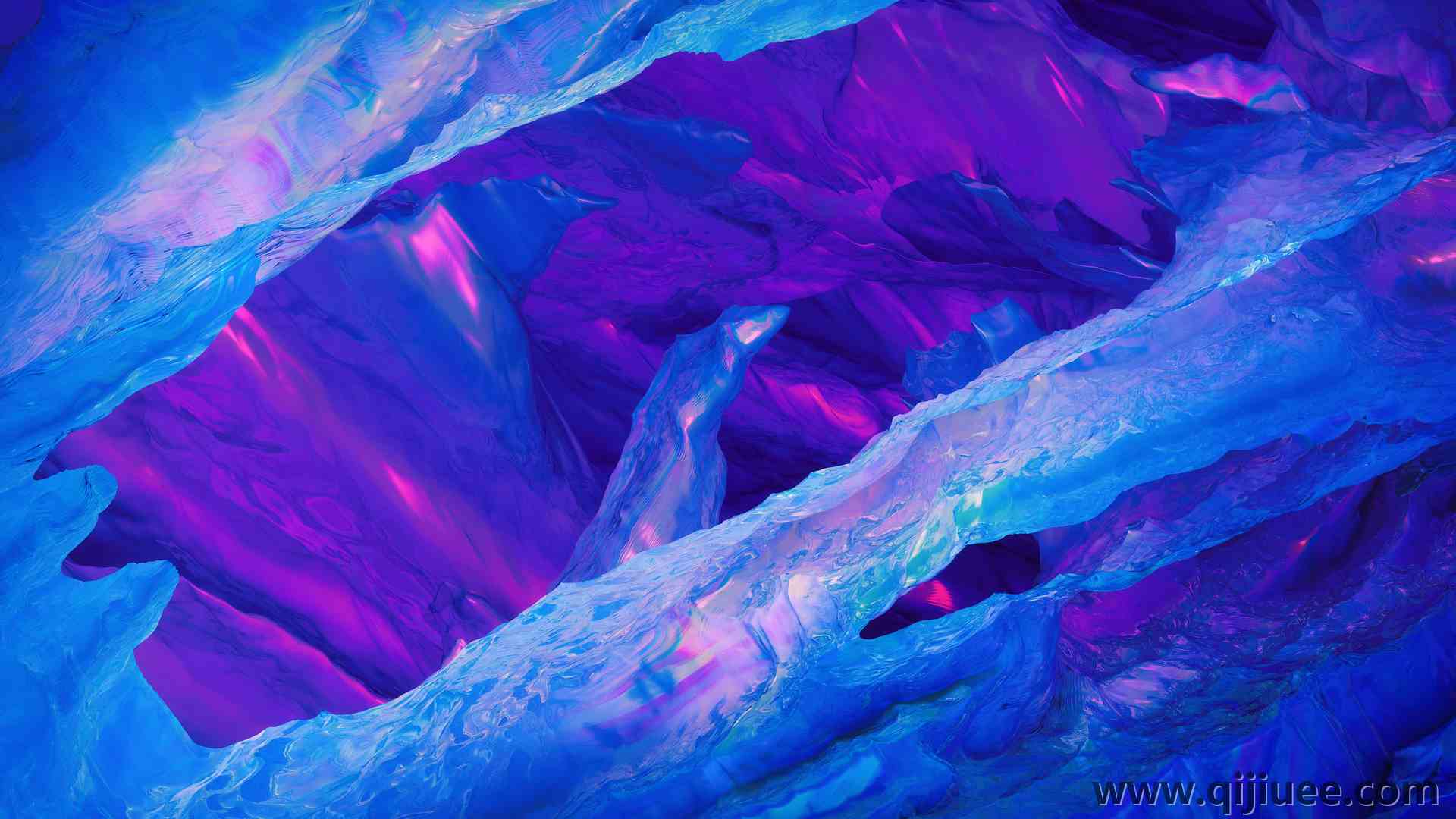 抽象 蓝色 冰 紫色 水晶 3840 x 2160/4.35 MB-柒染云阁