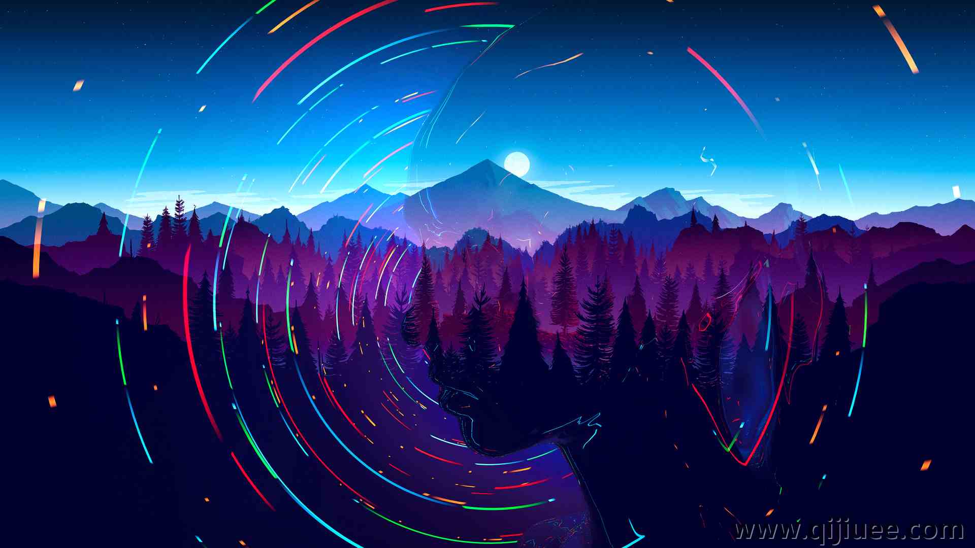 森林 自然 抽象 极简主义  AI艺术 风景 3840 x 2160/1.53 MB-柒染云阁