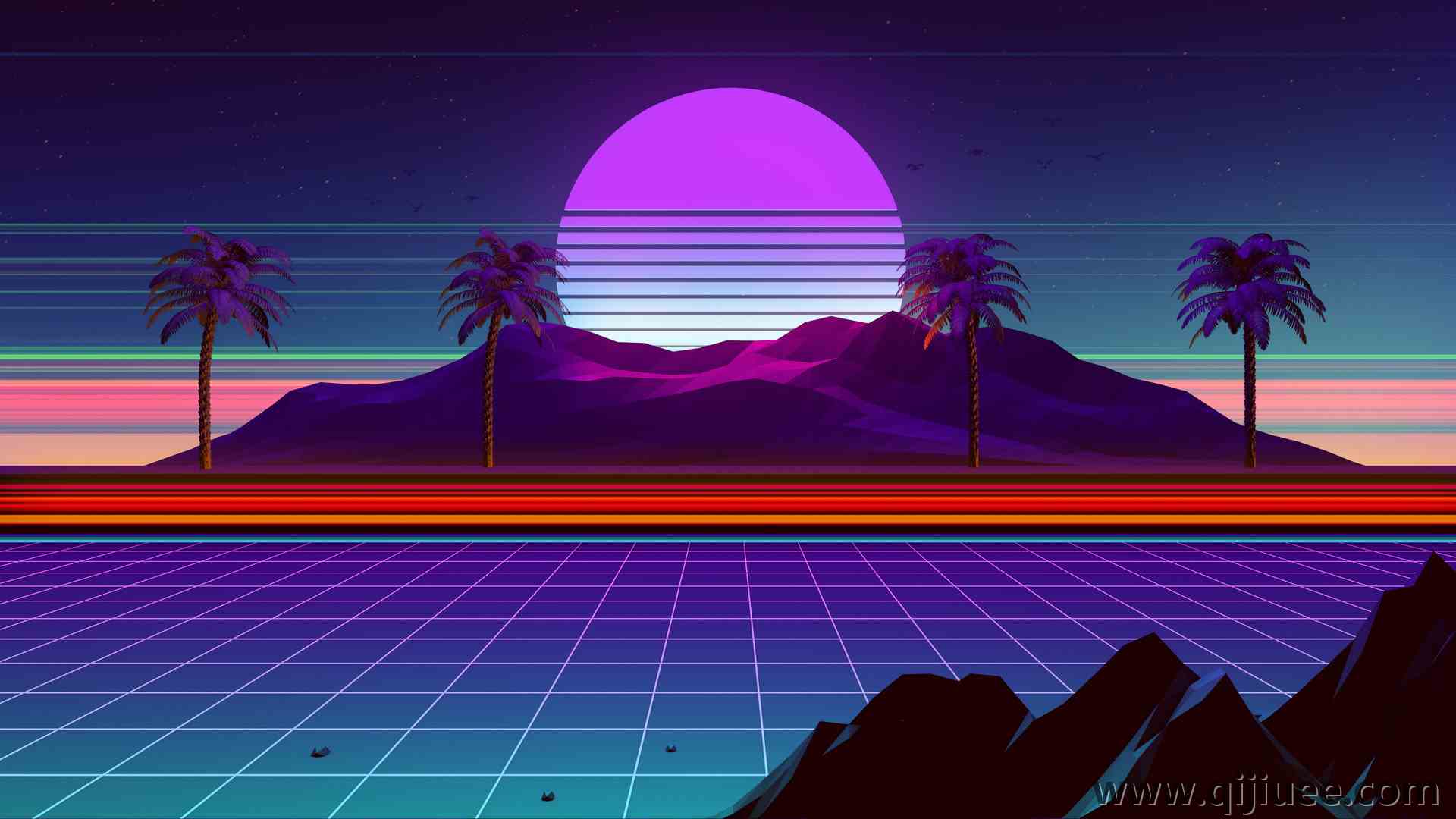 图片 插图 风景 自然 树木 线条 霓虹灯 3840 x 2160/1.48 MB-柒染云阁