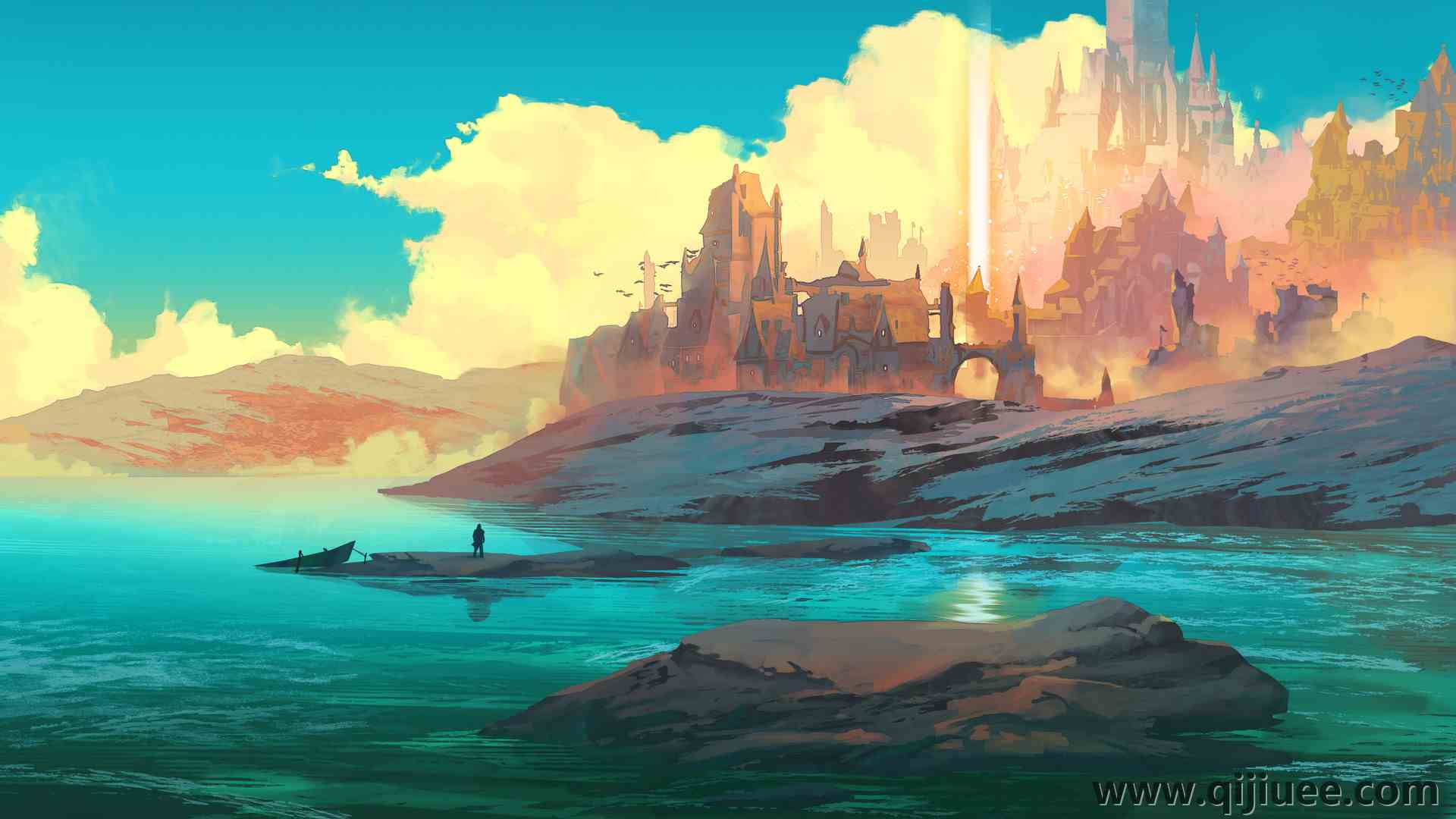 奇幻艺术 水 AI艺术 艺术 青色  电脑壁纸 4K壁纸3840 x 2160/1.46 MB-柒染云阁