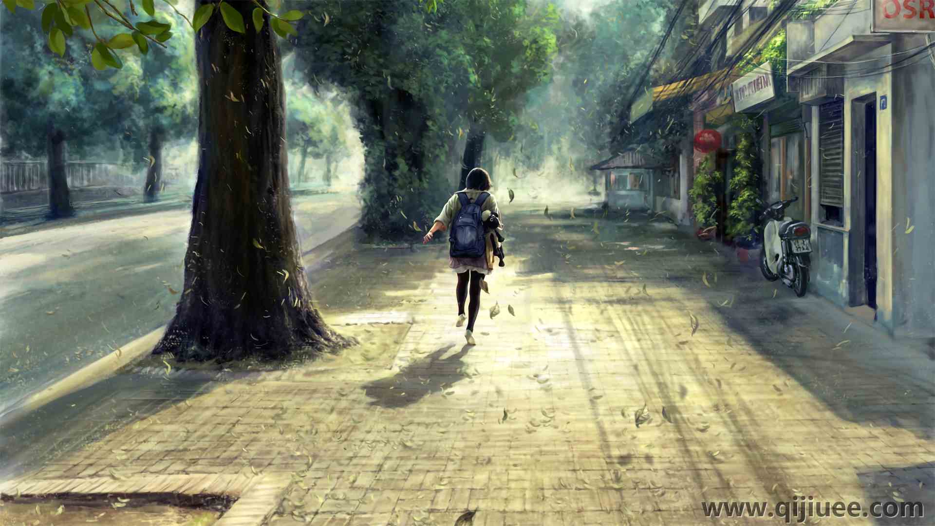 人行道 树木 树叶 滑板车  电脑壁纸 4K壁纸3840 x 2160/2.98 MB-柒染云阁