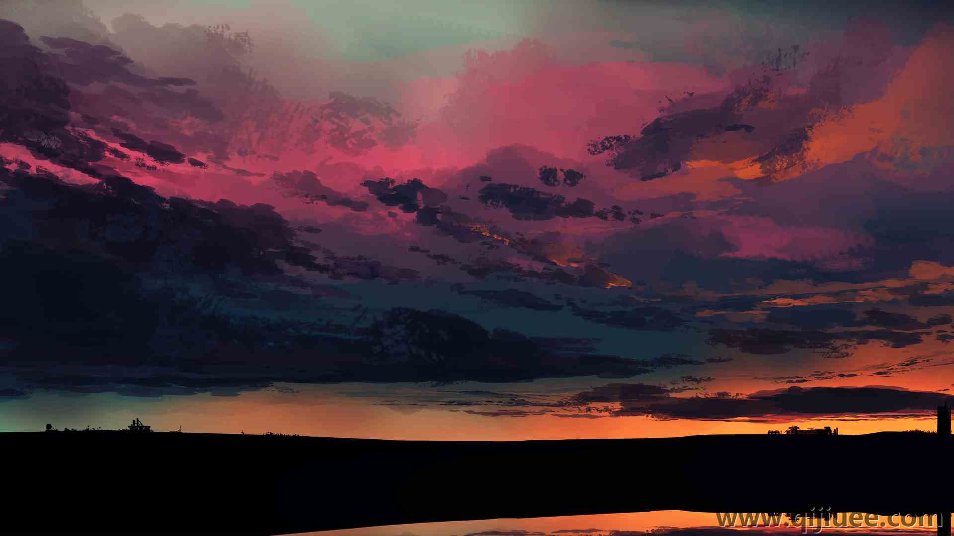 优雅 图片 AI艺术 日落 云 数字绘画 天空 太阳 风景 电脑壁纸 4K壁纸5640 x 2400/3.87 MB-柒染云阁