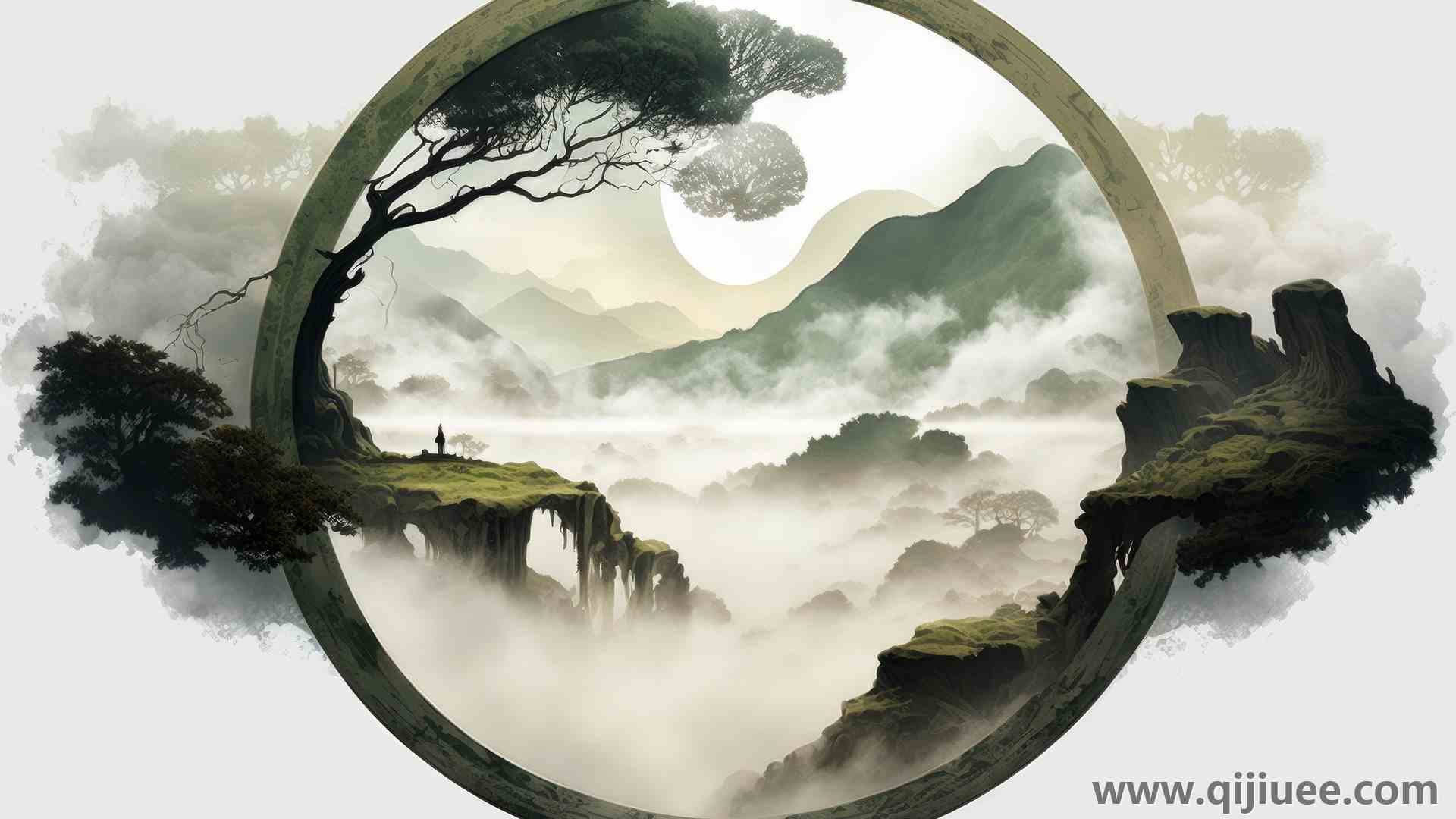 艺术 插图 圆 云 自然 山  电脑壁纸 4K壁纸4579 x 2616/5.64 MB-柒染云阁