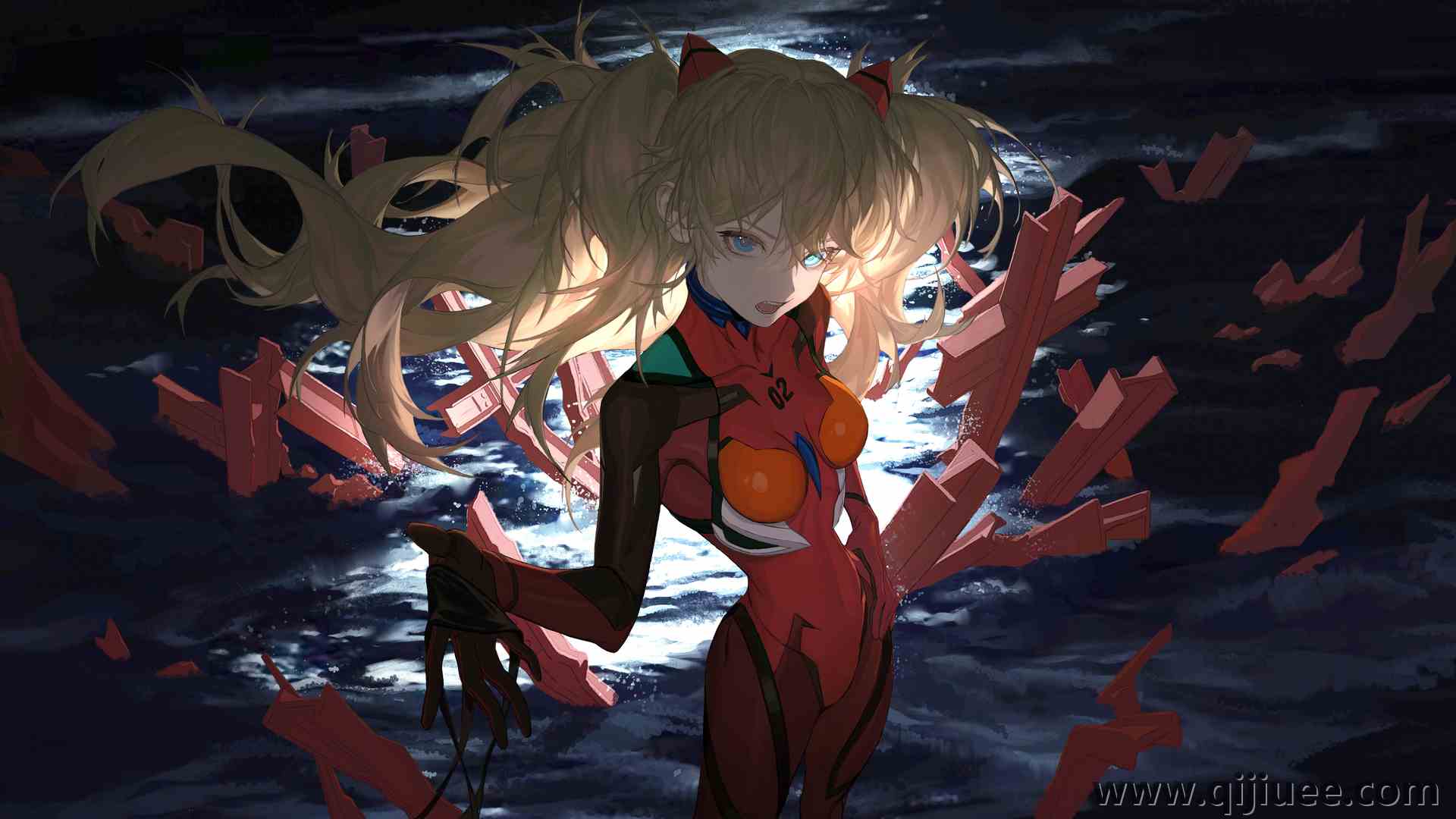 长发 红发 蓝眼睛 动漫 女孩 新世福音战士 明日香 红色紧身衣 水 4K壁纸6659 x 3586/15.98 MB-柒染云阁
