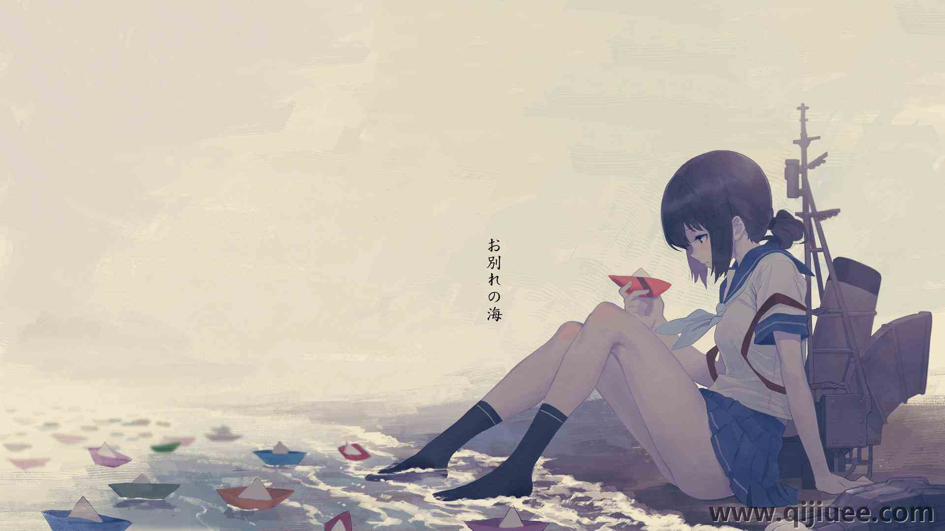 腿 动漫 动漫女孩 校服 水 袜子 纸船 迷你裙 看台收藏 藤木 3840 x 2160/0.41 MB-柒染云阁