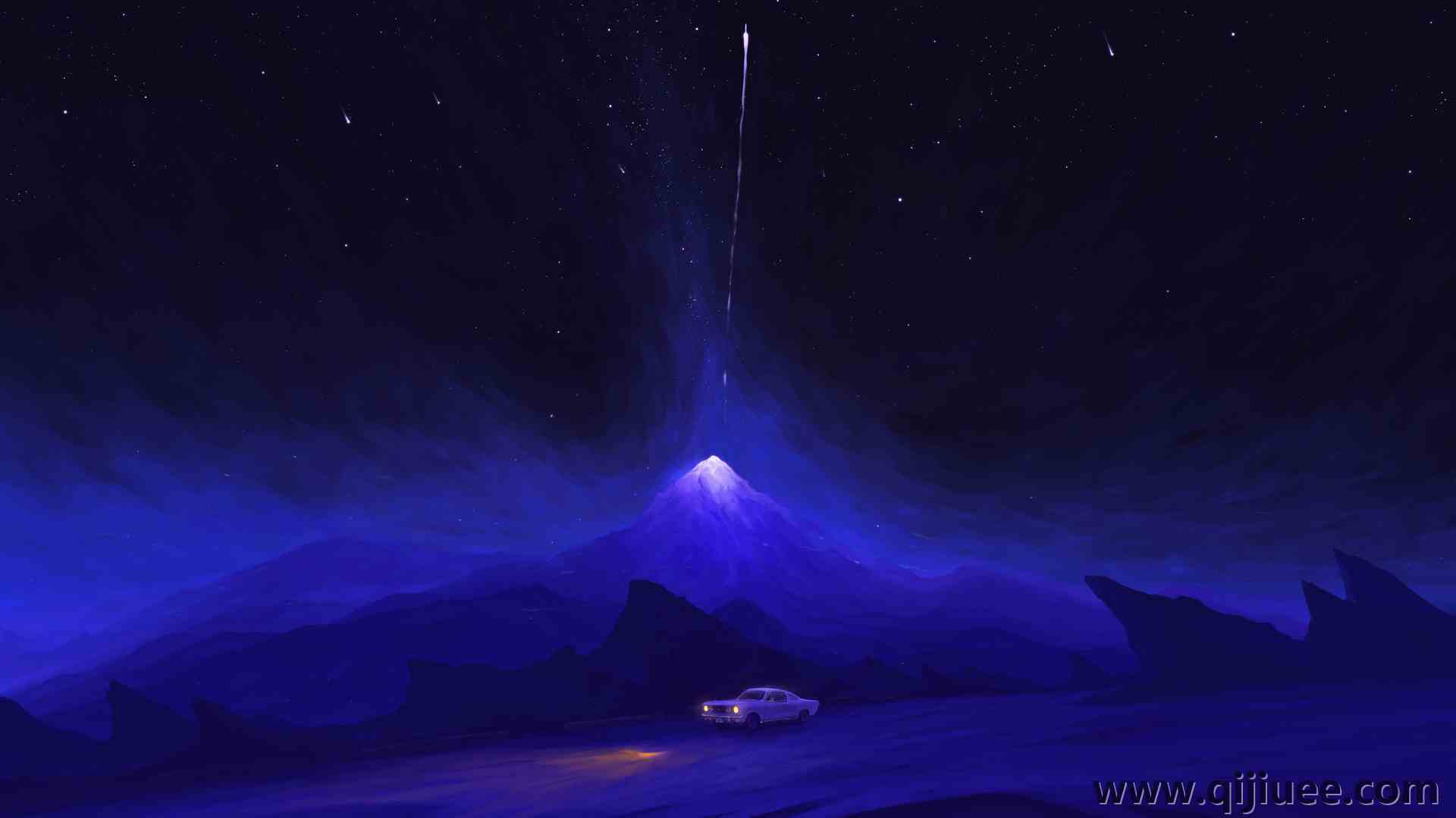 插图 风景 自然 夜 夜景 山 车辆 汽车 电脑壁纸 4K壁纸3840 x 2160/1.54 MB-柒染云阁