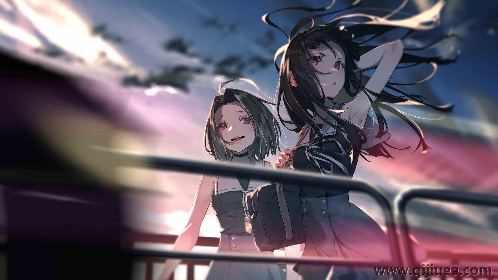 原创人物 女学生 罗拉·诺亚 长发 愤怒 动漫女孩 动漫 风 波克 天空 AI艺术 插图 素描 水手制服 紫色眼睛 4049 x 2410/5.09 MB-柒染云阁