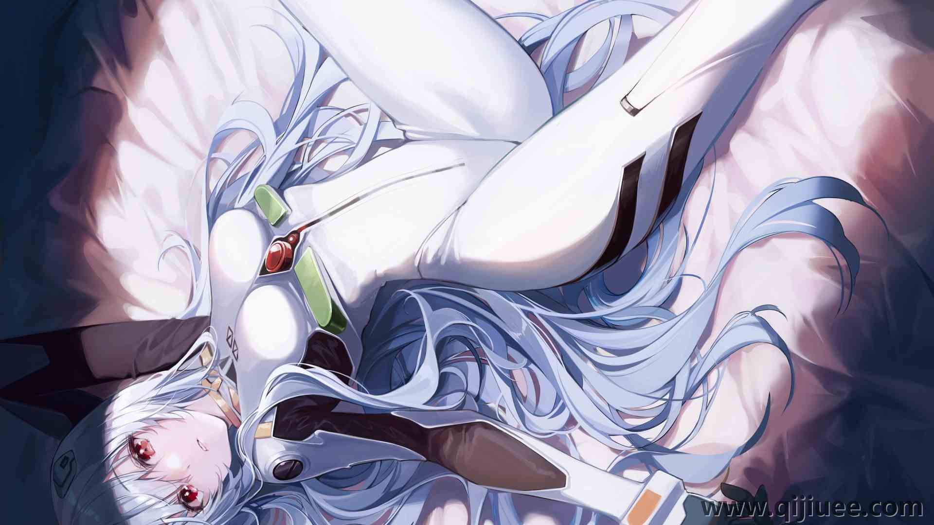 长发 红眼睛 仰卧 动漫 动漫女孩 霓虹创世纪福音 紧身衣 银发 3986 x 2823/1.6 MB-柒染云阁