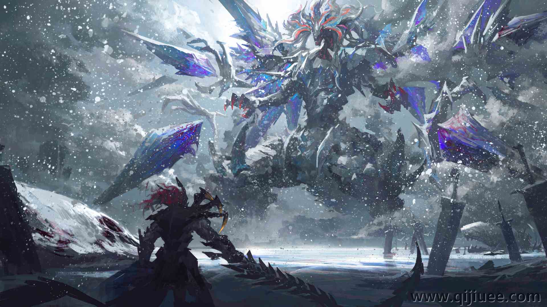 游戏王冰刃龙 龙 卡牌游戏 数码艺术 雪 3840 x 2160/2.66 MB-柒染云阁