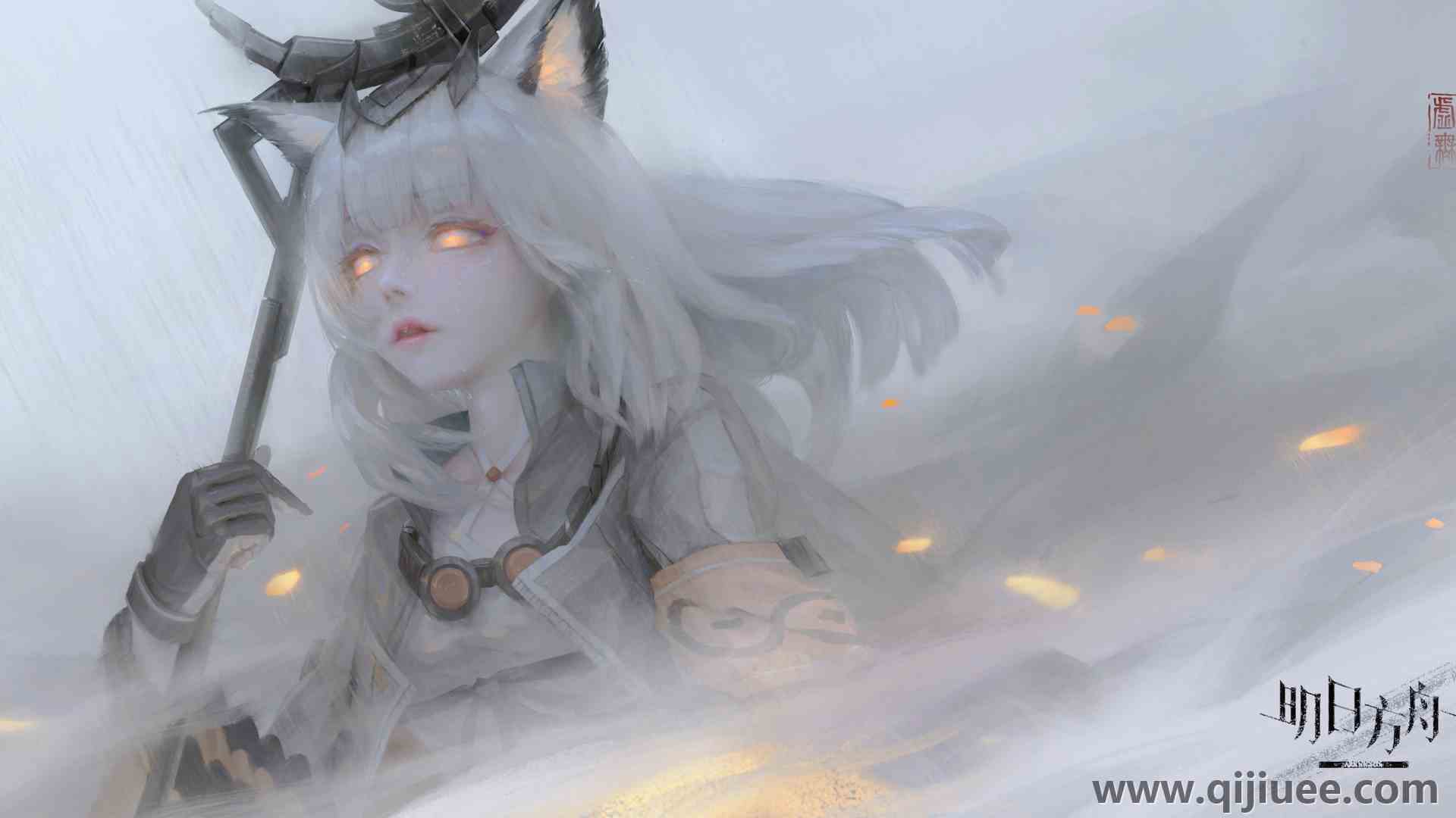 游戏CG角色  动漫女孩 AI艺术 猫耳朵 发光的眼睛 3840 x 2160/1.33 MB-柒染云阁