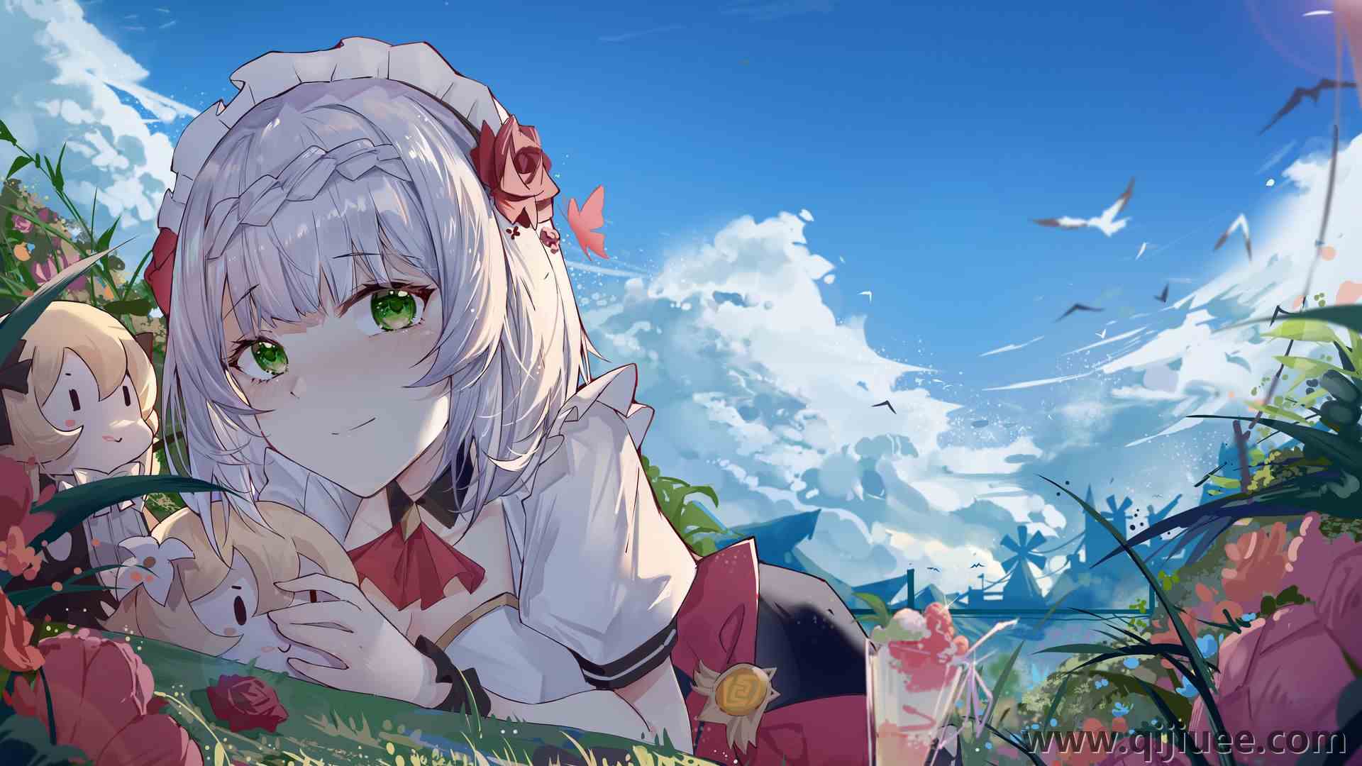 雅珠 动漫女孩 天空 云 诺埃尔 原神 3840 x 2160/0.7 MB-柒染云阁