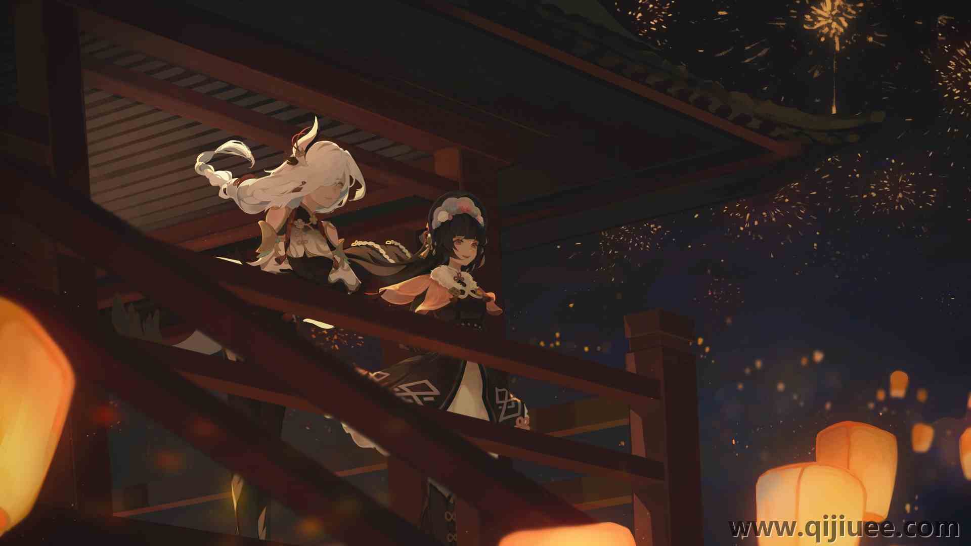 原神 深和 动漫女孩  烟花盛开3840 x 2160/1.16 MB-柒染云阁