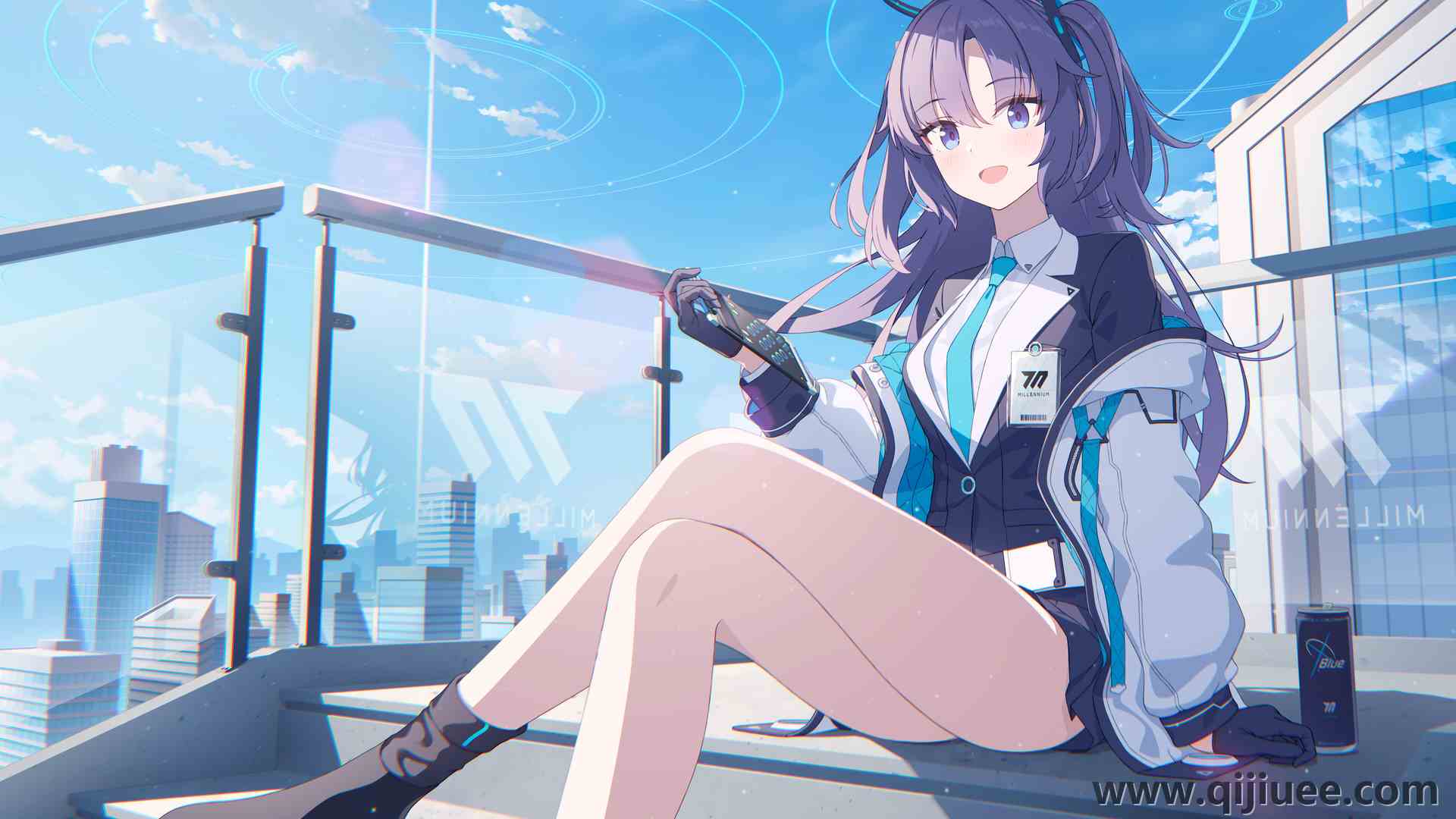 长发 紫色头发 独唱 动漫 动漫女孩 蔚蓝档案3840 x 2160/1.33 MB-柒染云阁