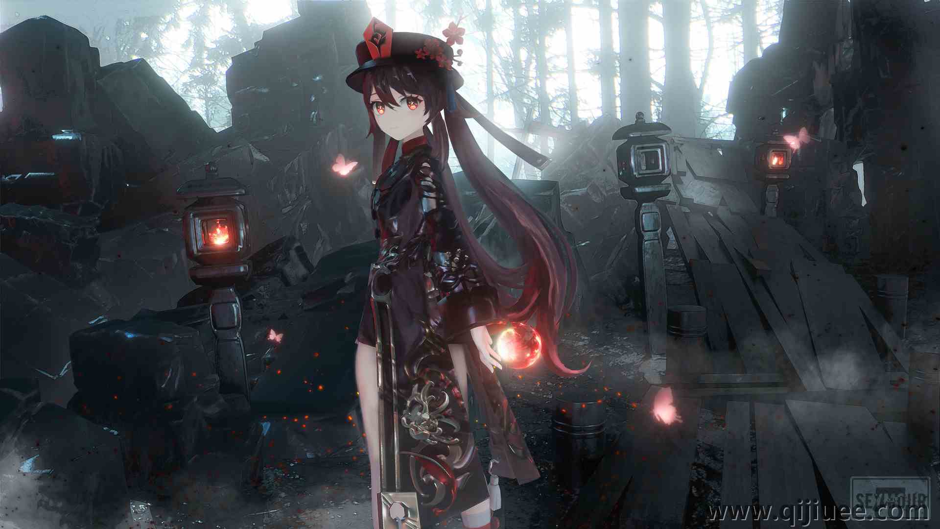 胡桃 原神  动漫女孩 5000 x 2812/1.55 MB-柒染云阁