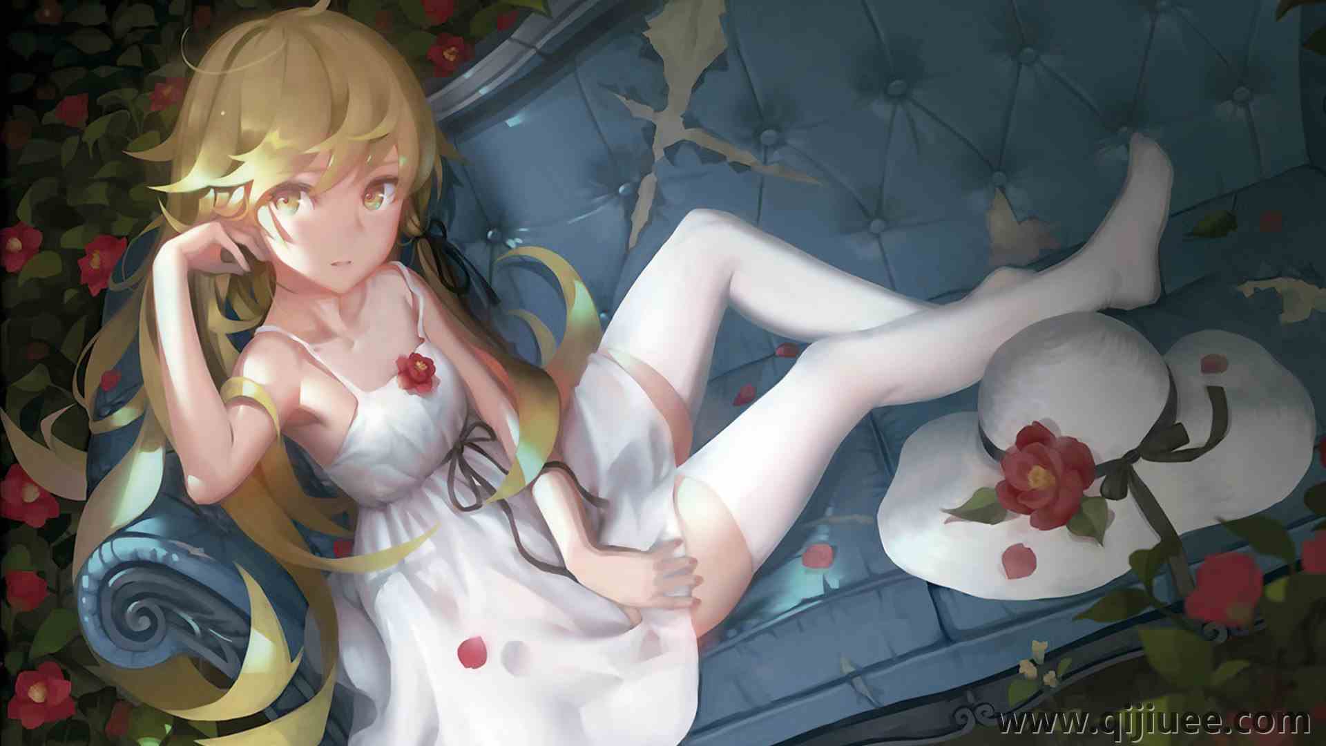 金发 长发 动画女孩 帽子 连衣裙 3840 x 2160/0.59 MB-柒染云阁