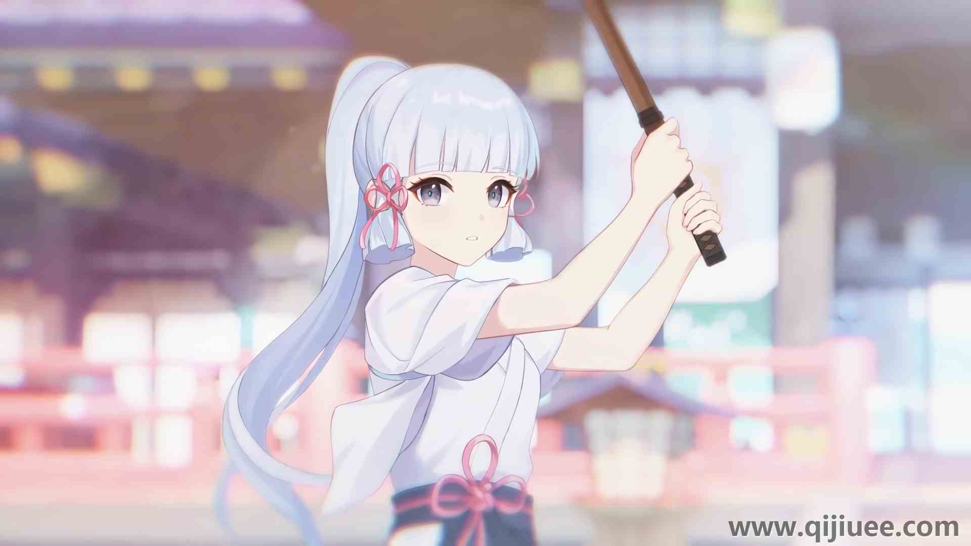 马尾辫 长发 蓝眼睛 动漫女孩 原神  模糊的背景 3840 x 2160/0.68 MB-柒染云阁