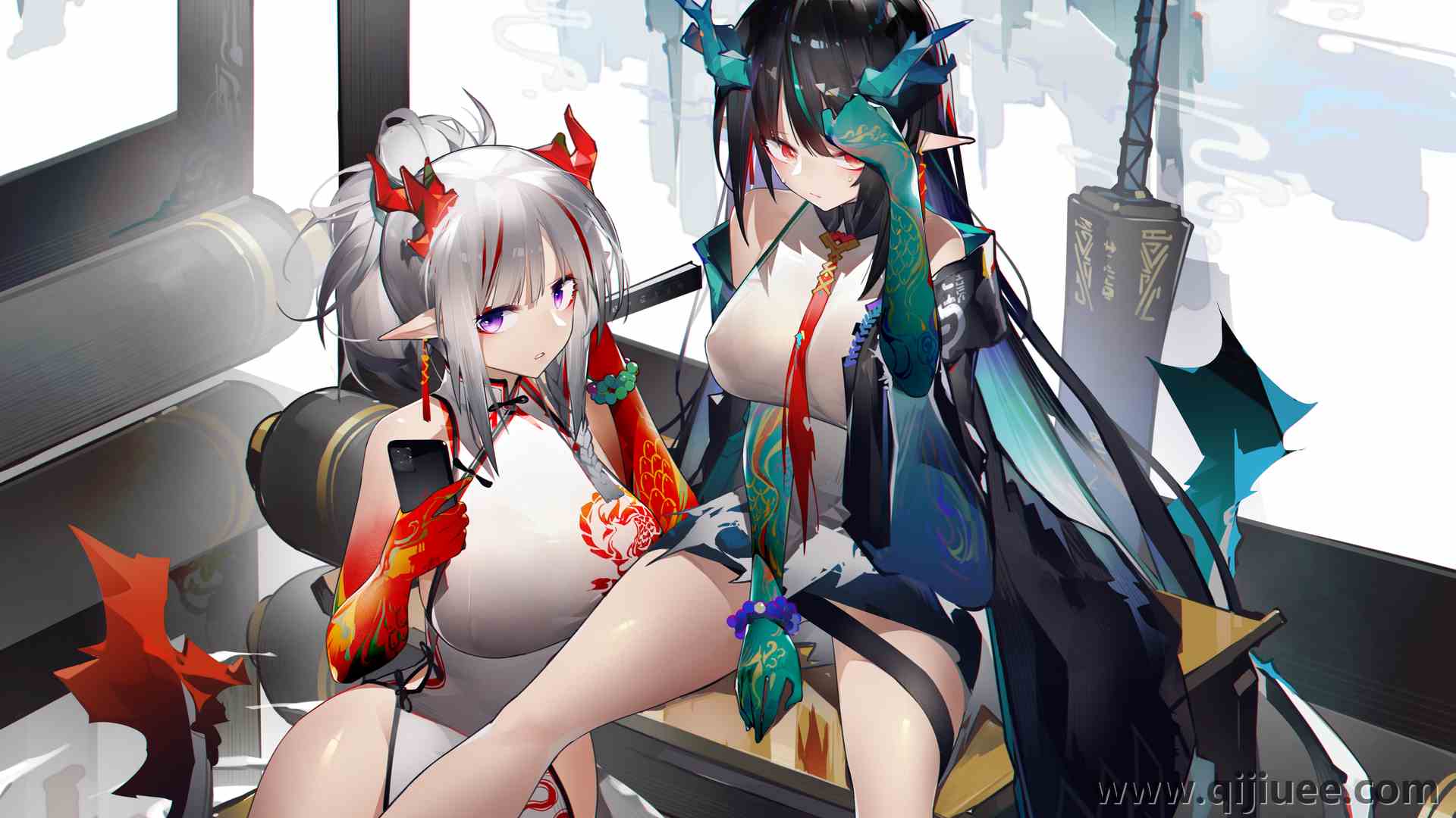 玉石凯特萨尔科特 红眼睛  明日方舟 动漫 动漫女孩3840 x 2160/1.38 MB-柒染云阁