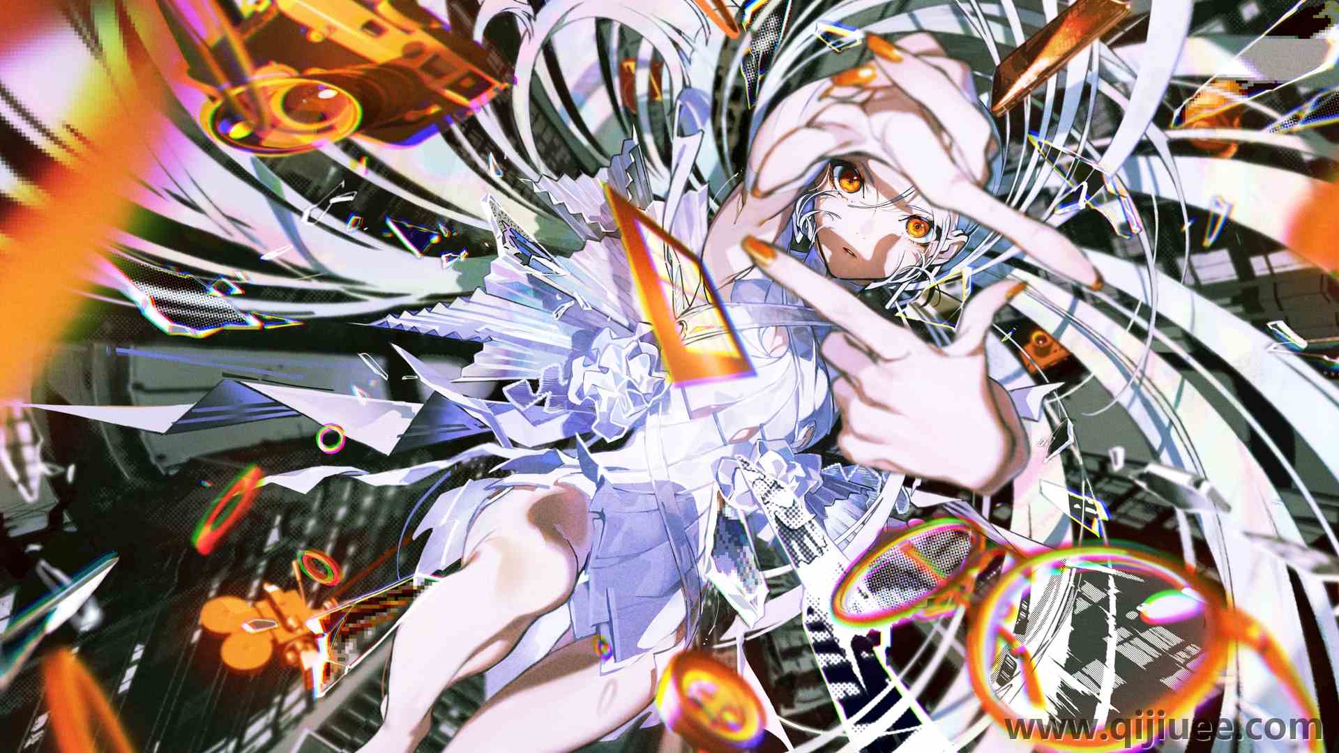 多色 黄色眼睛 黄色指甲 相机 眼镜 二次元3840 x 2160/2.76 MB-柒染云阁