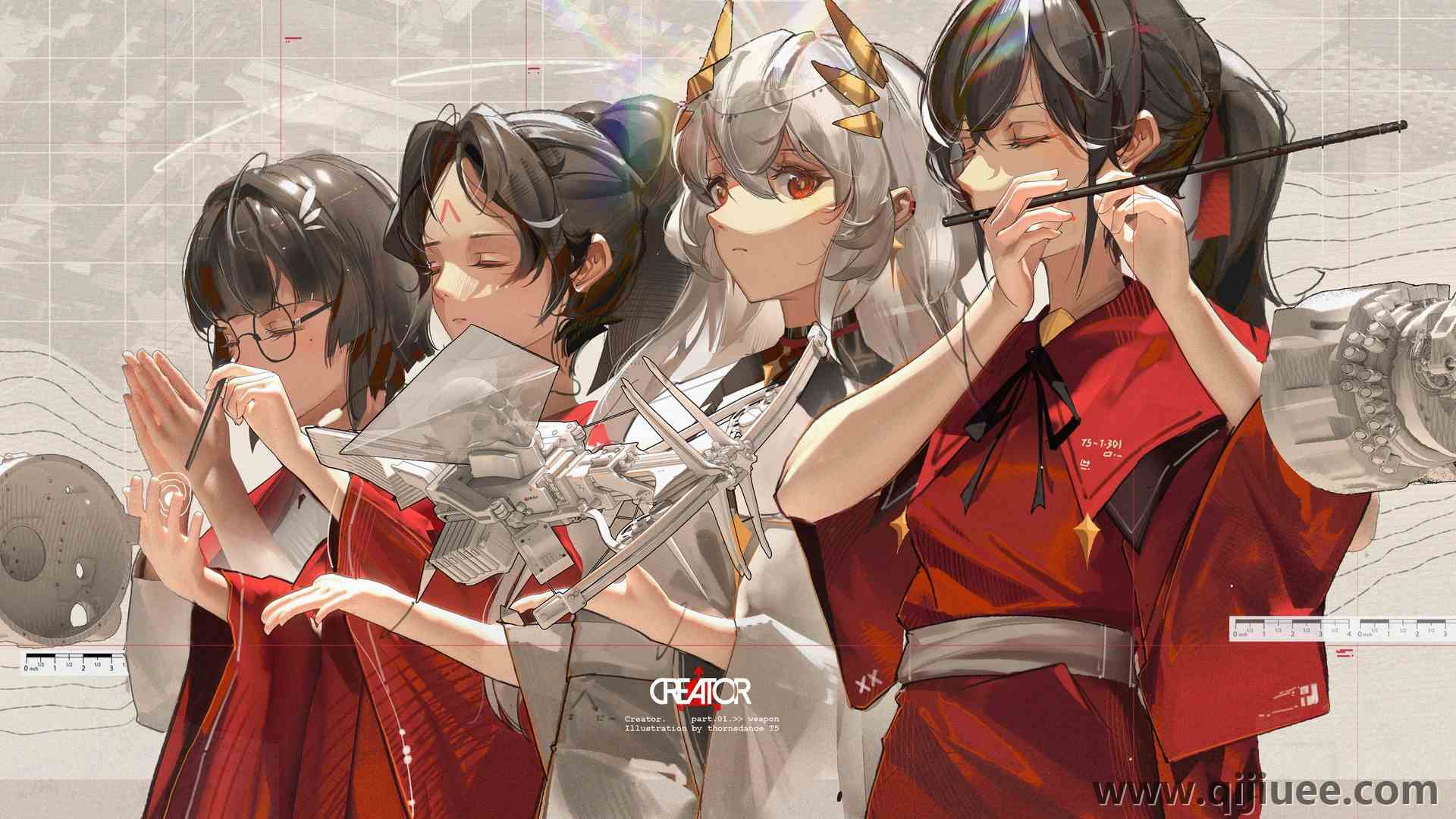 女性组合 动漫女孩 阵容 眼镜 长笛 黑发 3840 x 2160/3.38 MB-柒染云阁