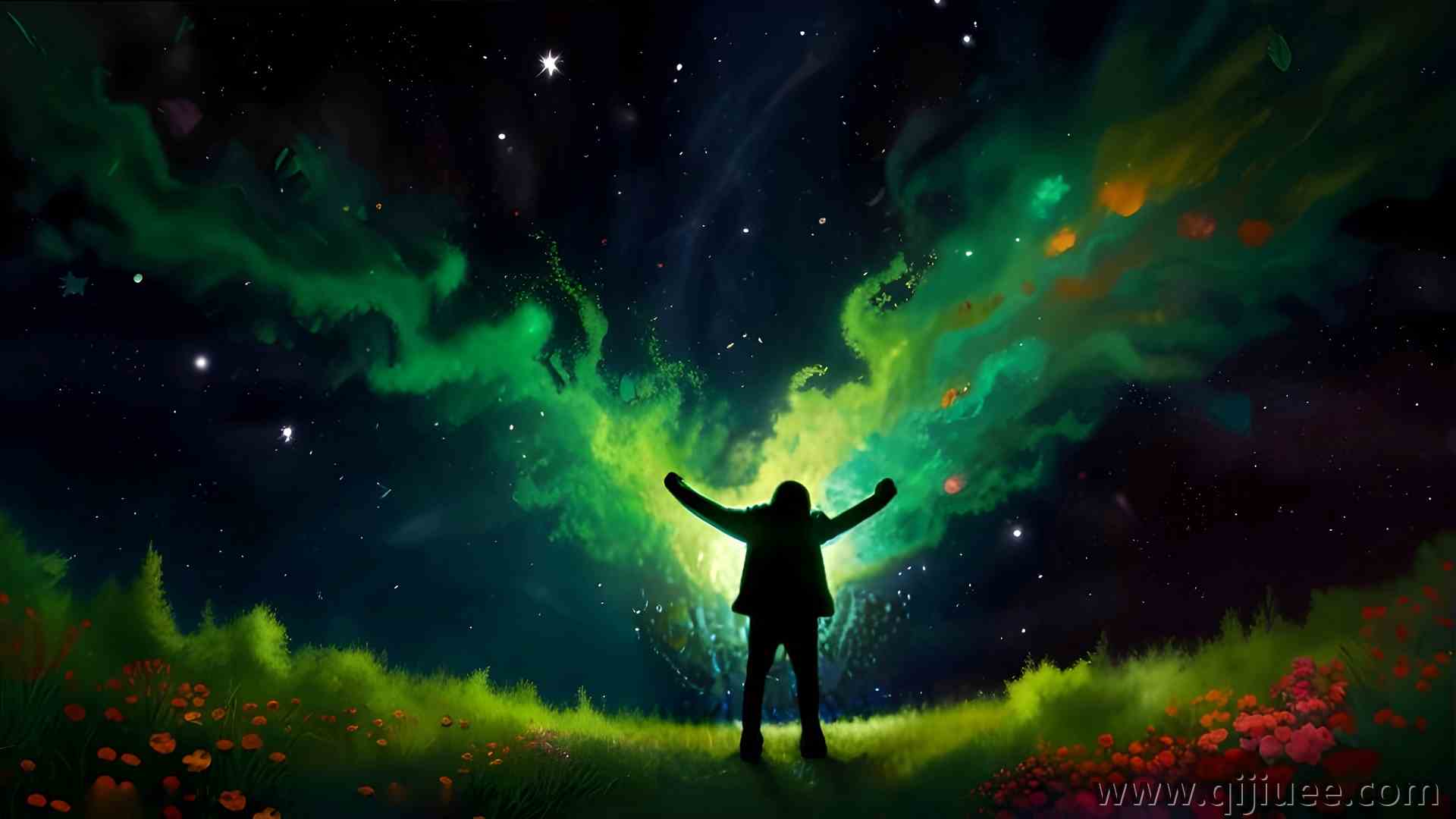 自然 插图 人工智能艺术 极光 星夜 五颜六色 电脑壁纸 4K壁纸4096 x 2284/1.24 MB-柒染云阁