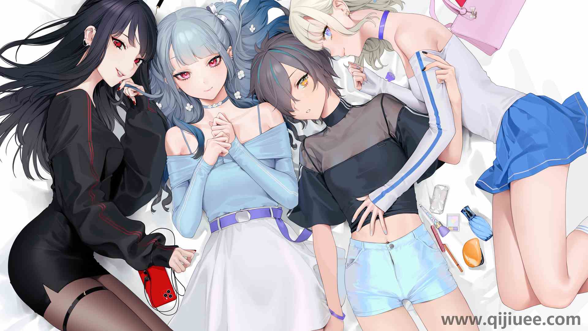 女性团体 动漫 动漫女孩 原图 白色背景 阵容 3840 x 2160/1.63 MB-柒染云阁