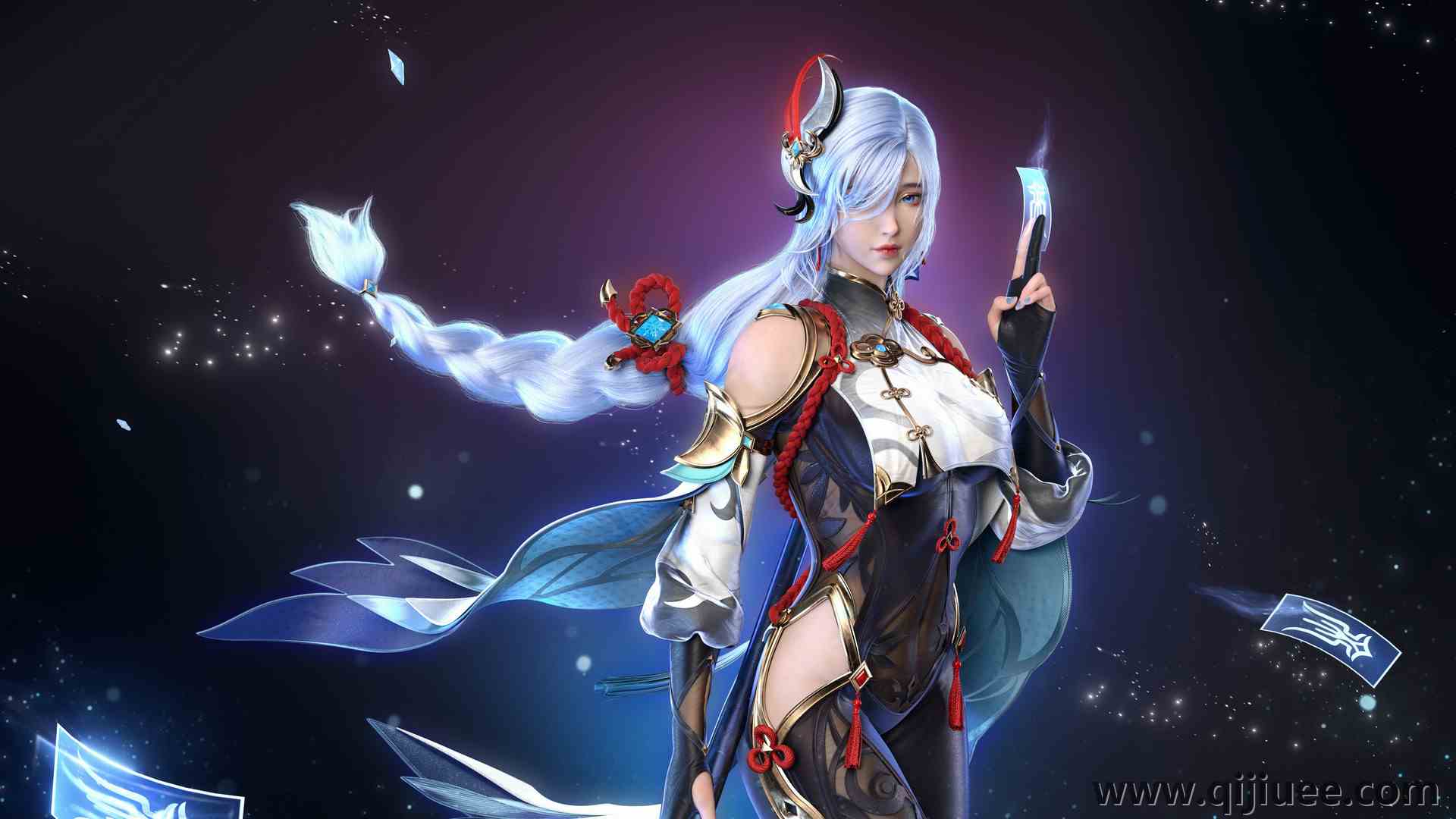 原神 游戏人物  游戏造型  拿符咒的女人  3840 x 2160/1.2 MB-柒染云阁