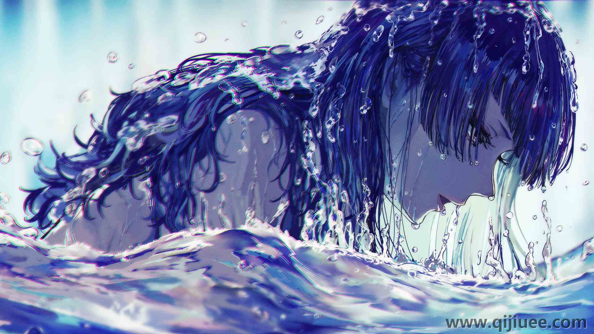 长发 动漫 动漫女孩 水 田中真美 3840 x 2160/3.51 MB-柒染云阁
