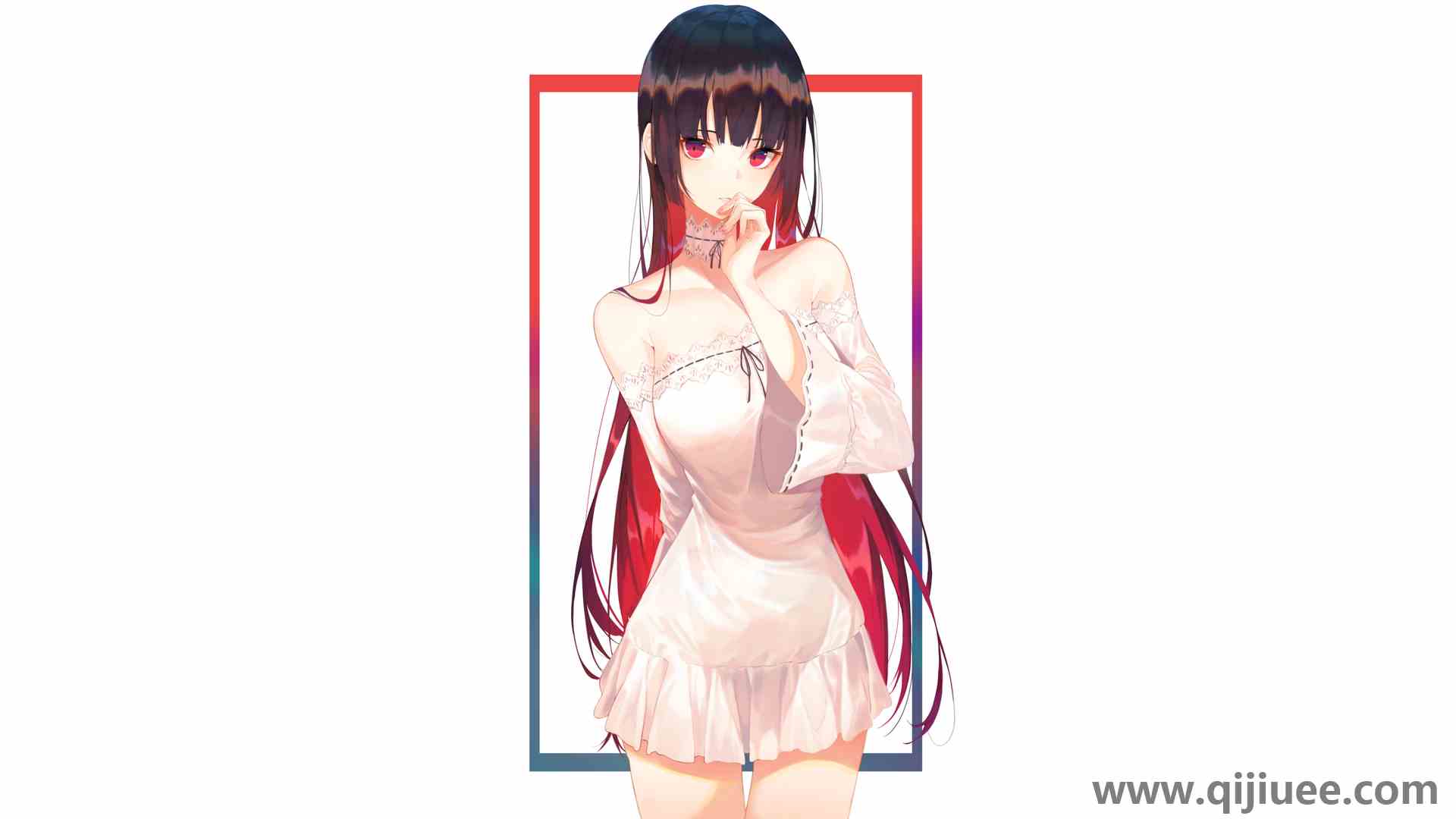 长发 红眼睛 多色头发 动漫 动漫女孩 连衣裙 3840 x 2160/0.53 MB-柒染云阁